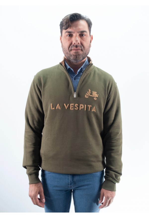 SUDADERA CREMALLERA LOGO LA VESPITA VERDE