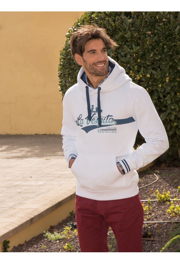 SUDADERA CAPUCHA LOGO BICOLOR BLANCO