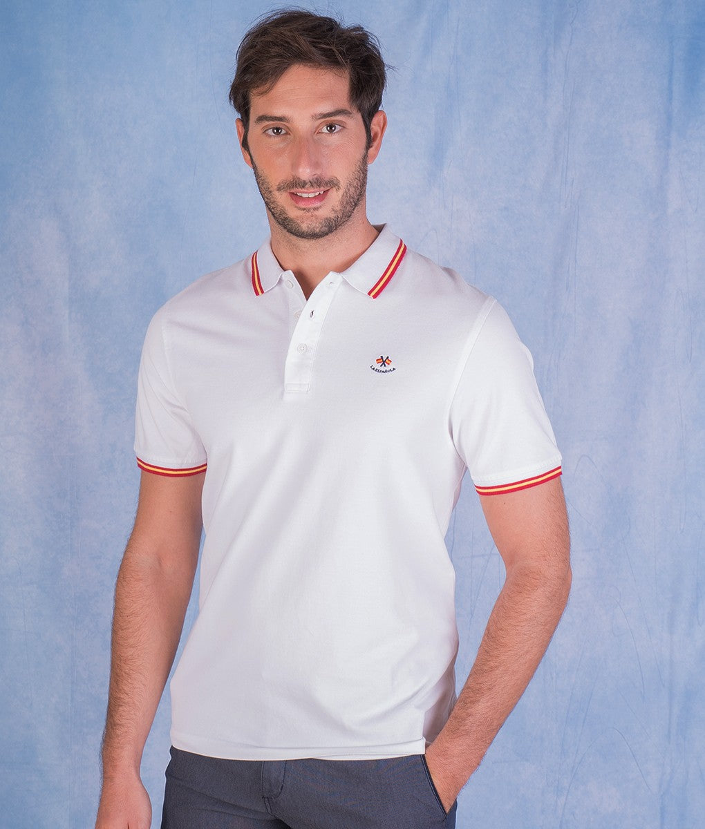 POLO C/BANDERA LA ESPANOLA BLANCO