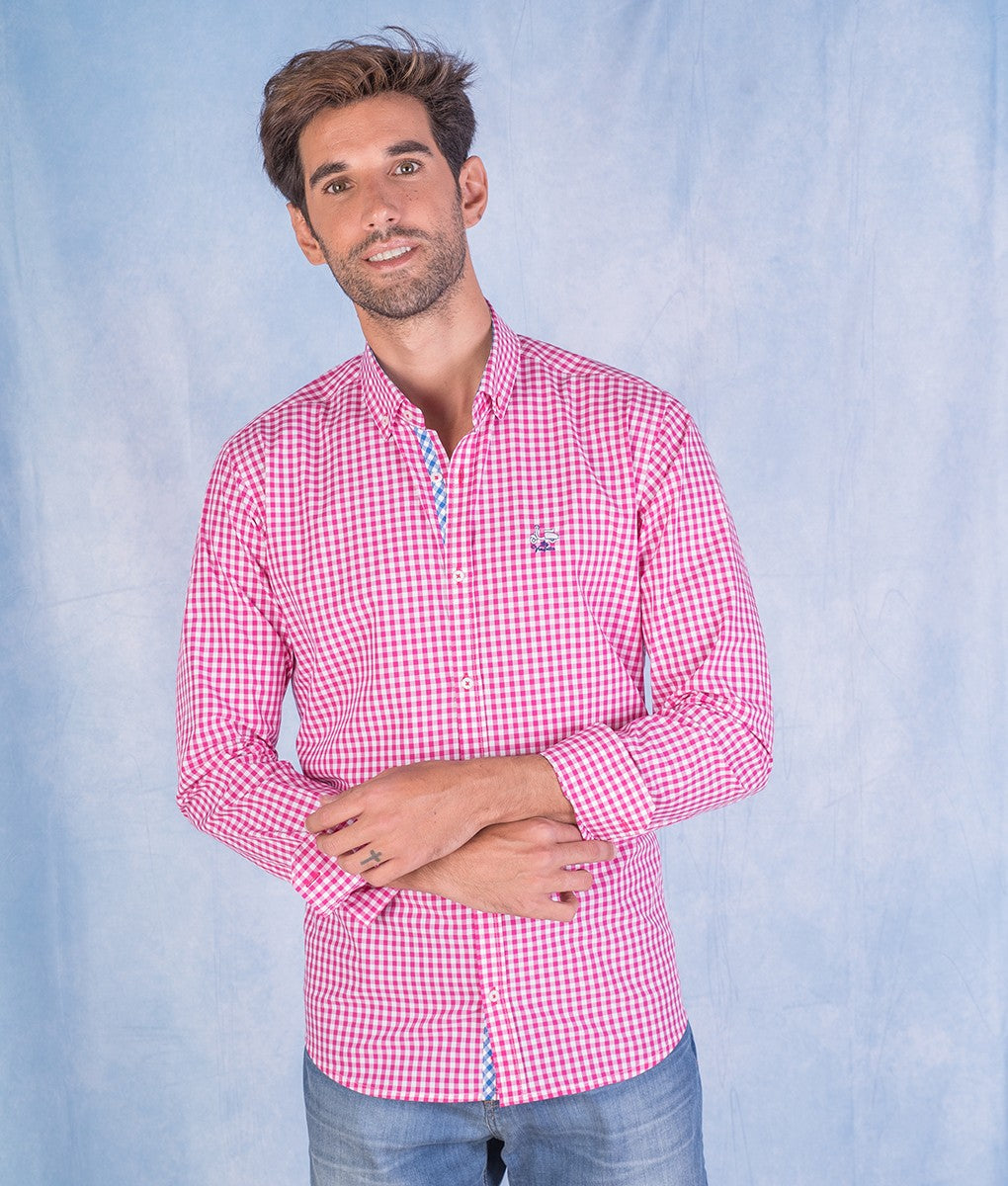 CAMISA CUADRO ME LA VESPITA FUXIA