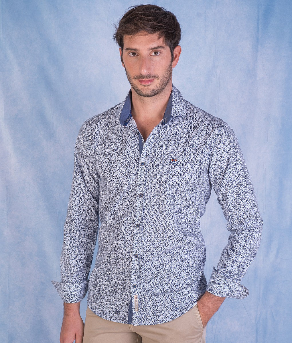 CAMISA HOJAS LA ESPAÑOLA AZUL