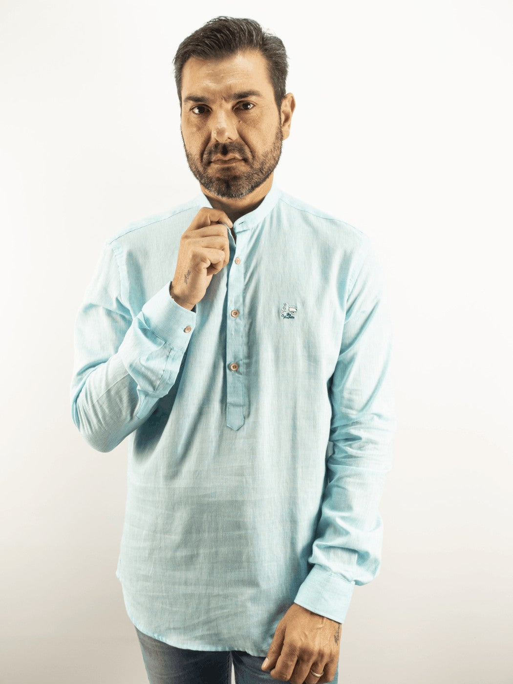 POLERA LINO LA VESPITA  AGUA MARINA