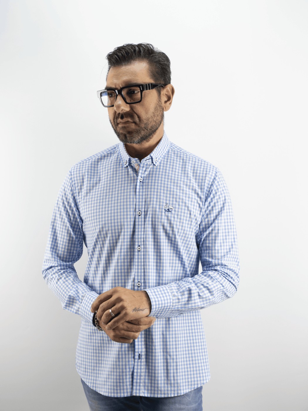 CAMISA CUADRO ME LA VESPITA CELESTE