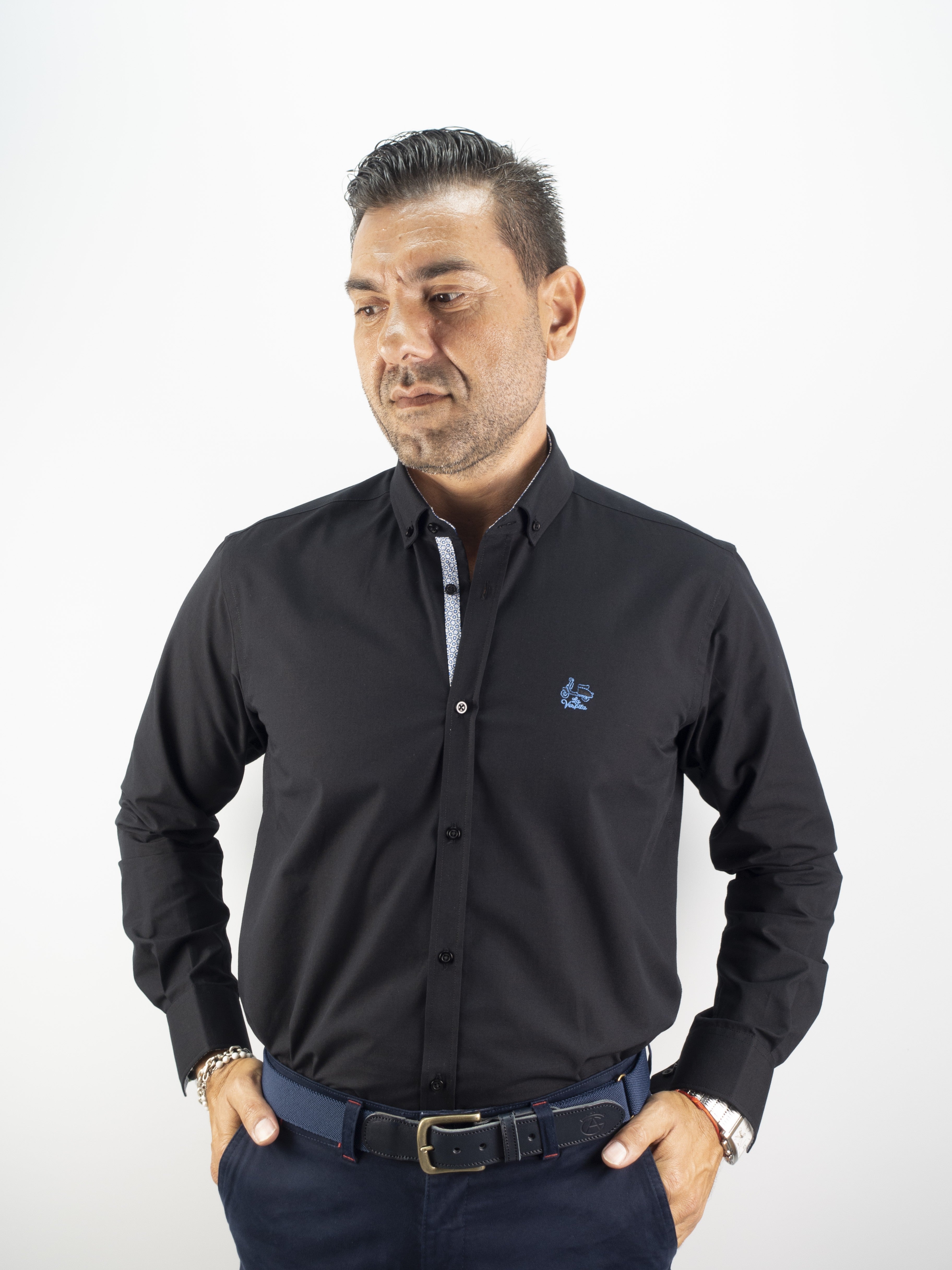 CAMISA FIL BASIC LA VESPITA NEGRO