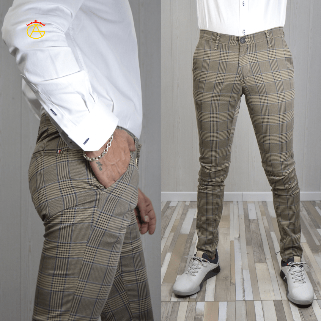 PANT CUADROS KST CAMEL