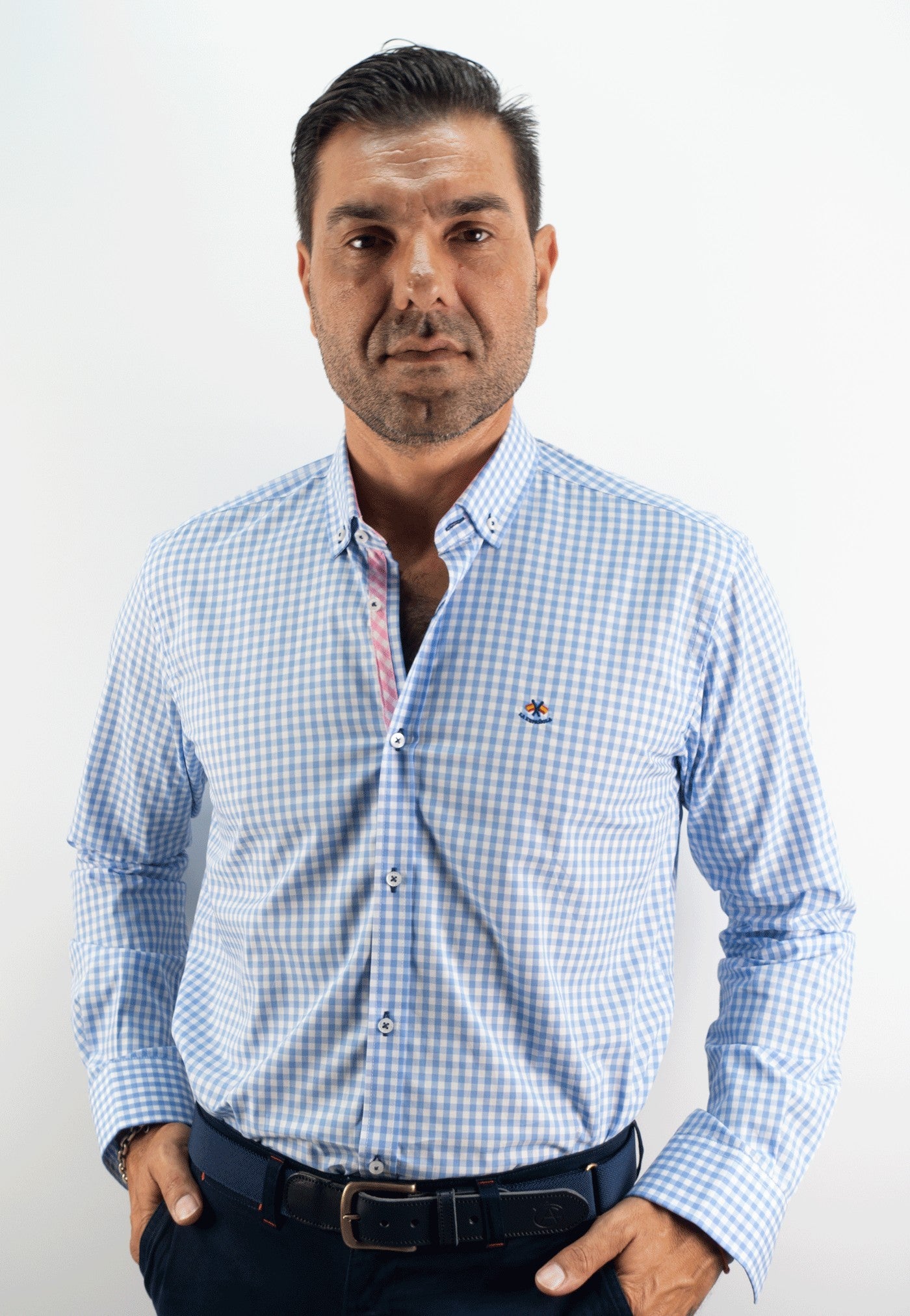 CAMISA CUADRO ME LA ESPAÑOLA CELESTE