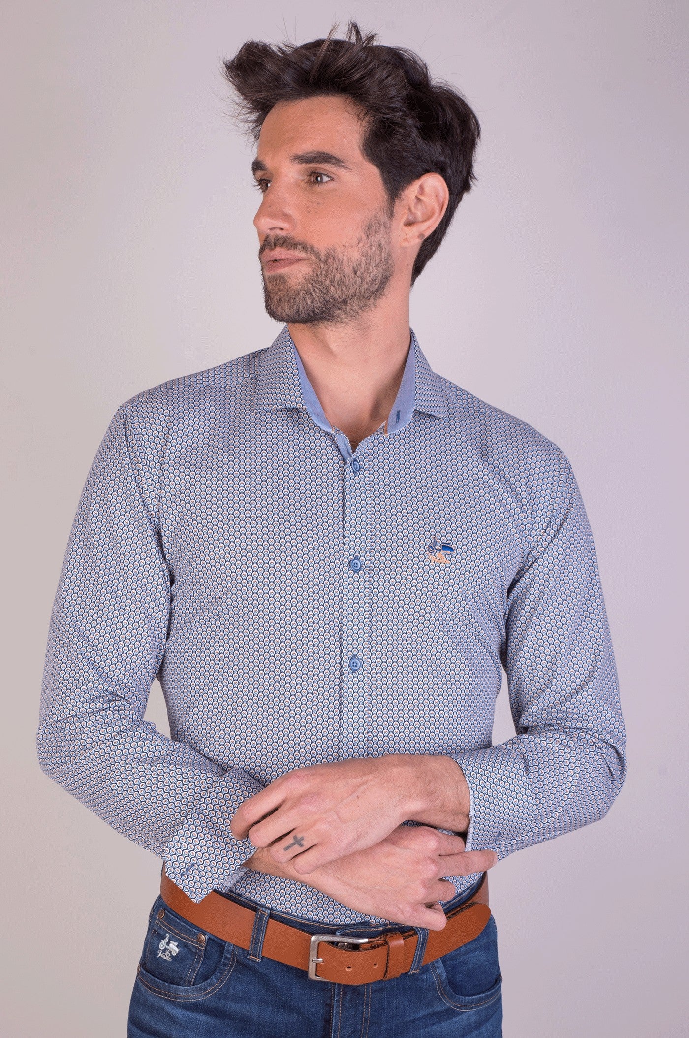 CAMISA TULIPAN LA VESPITA MARINO
