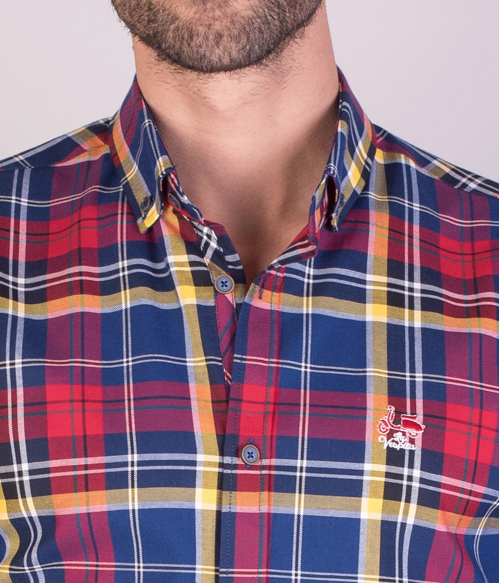 CAMISA CUADRO 87 LA VESPITA MOSTAZA