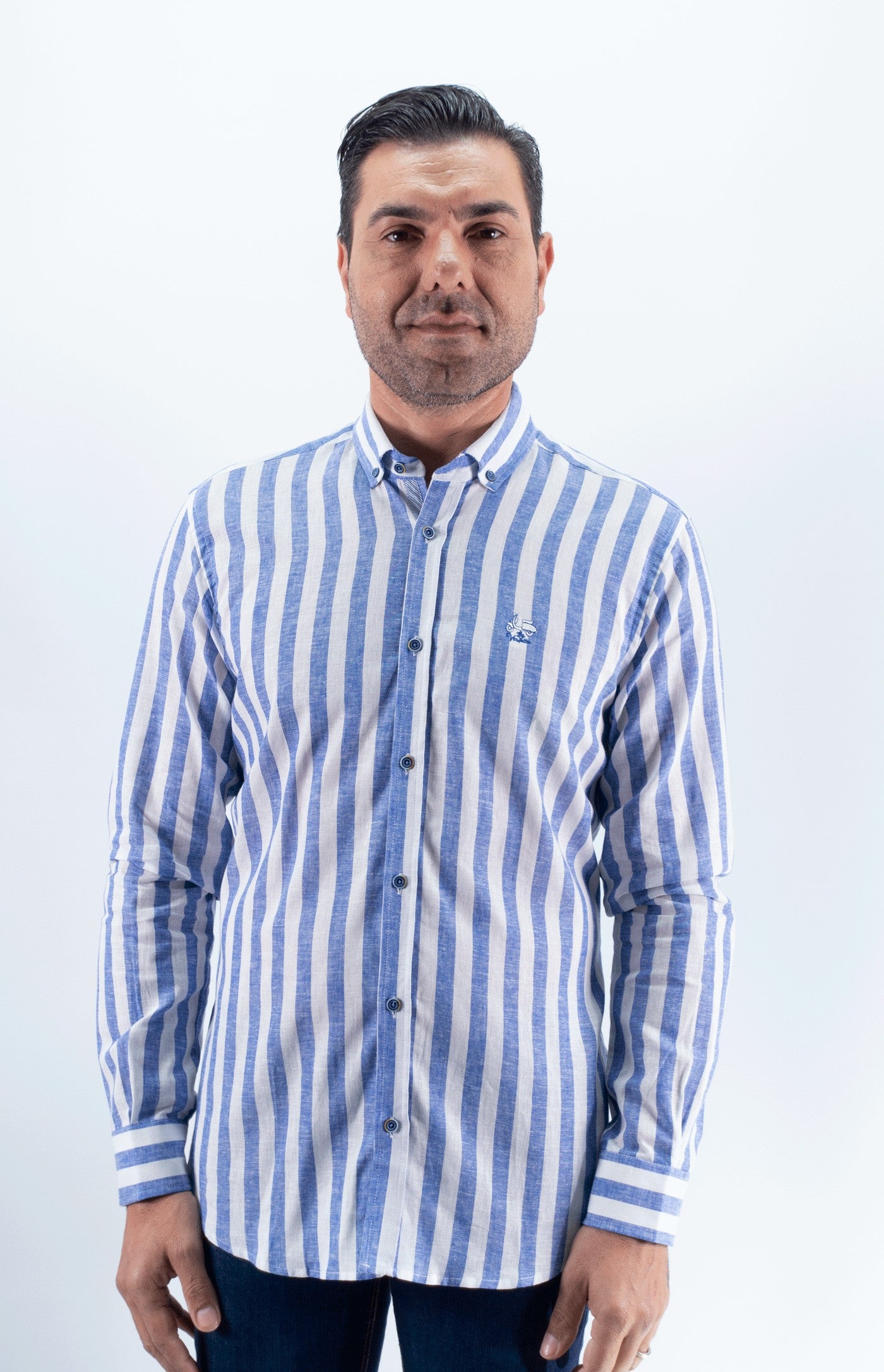 CAMISA RAYA ANCHA 2 LA VESPITA AZUL