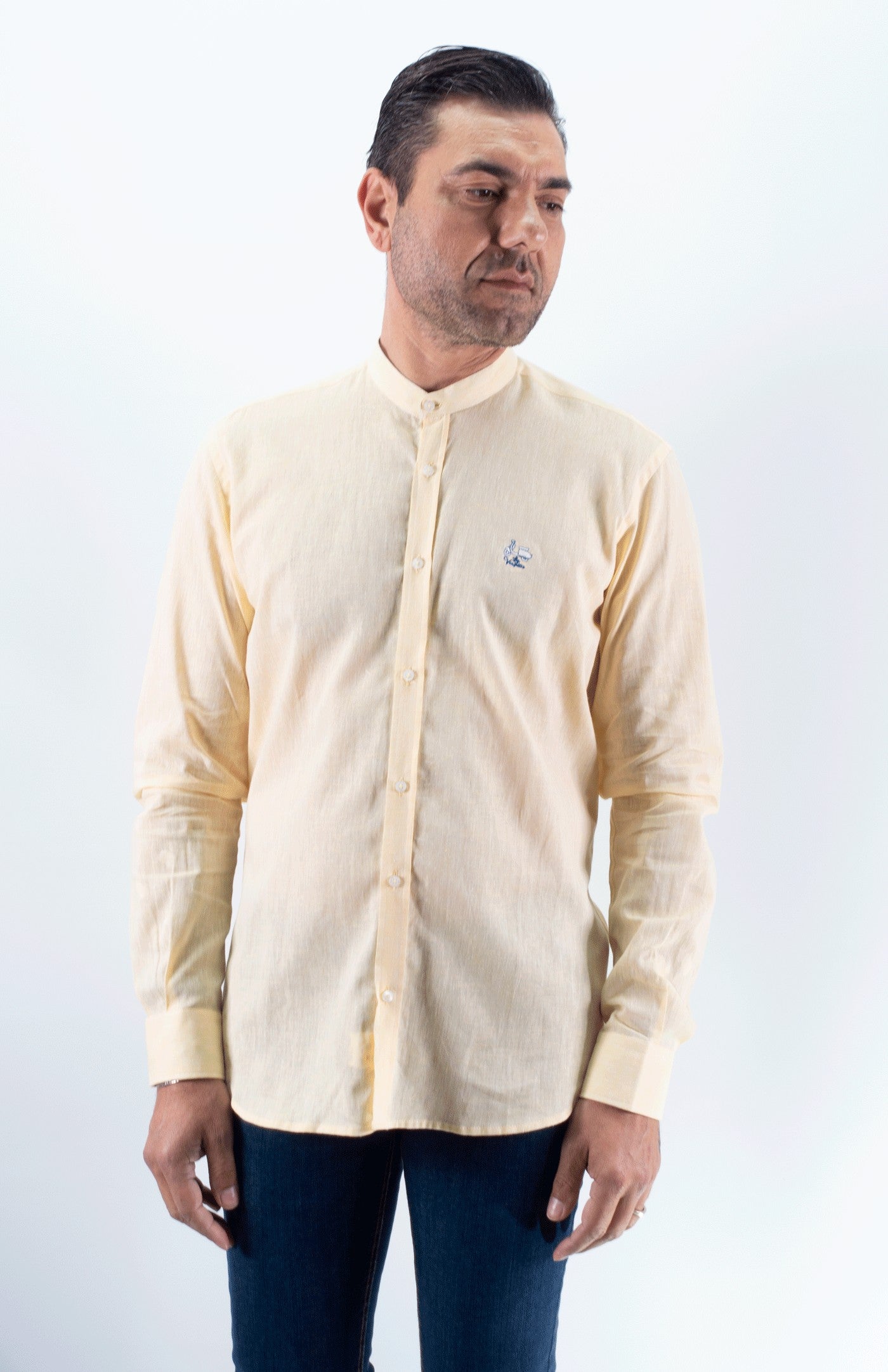 CAMISA CUELLO MAHO LINO LA VESPITA AMARILLO