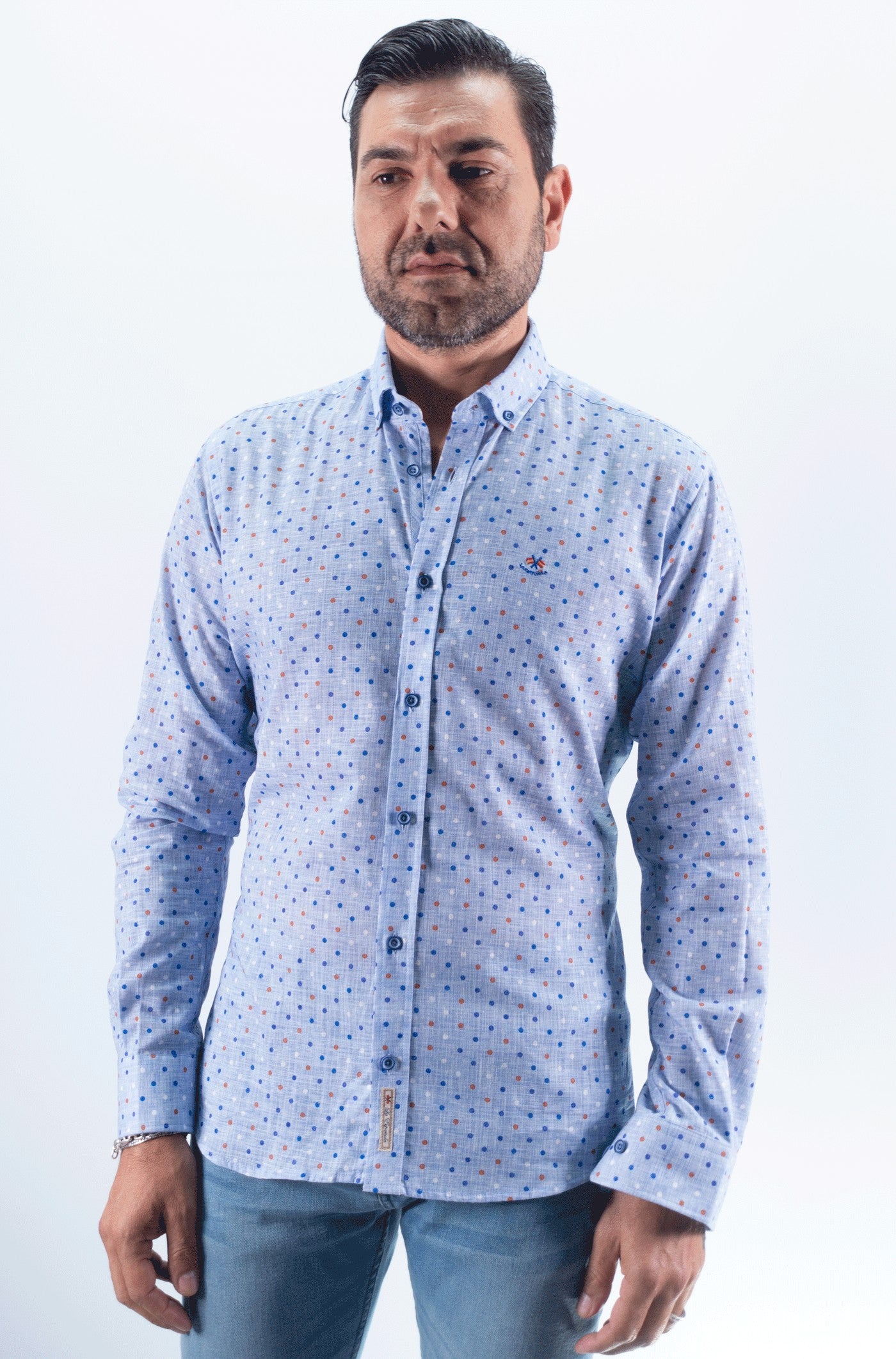 CAMISA LUNARES LA ESPAÑOLA  CELESTE