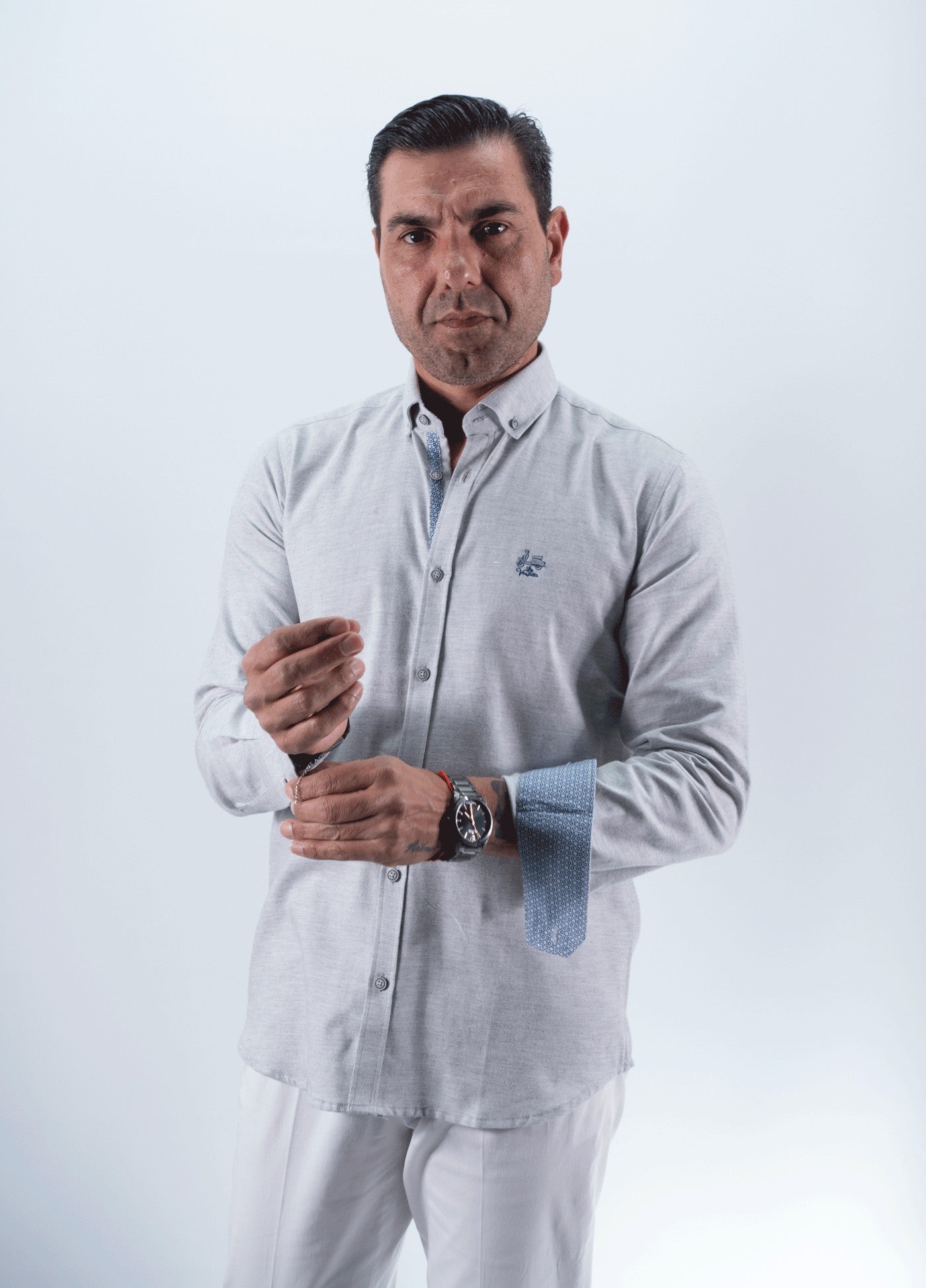 CAMISA SUR LA VESPITA GRIS CLARO