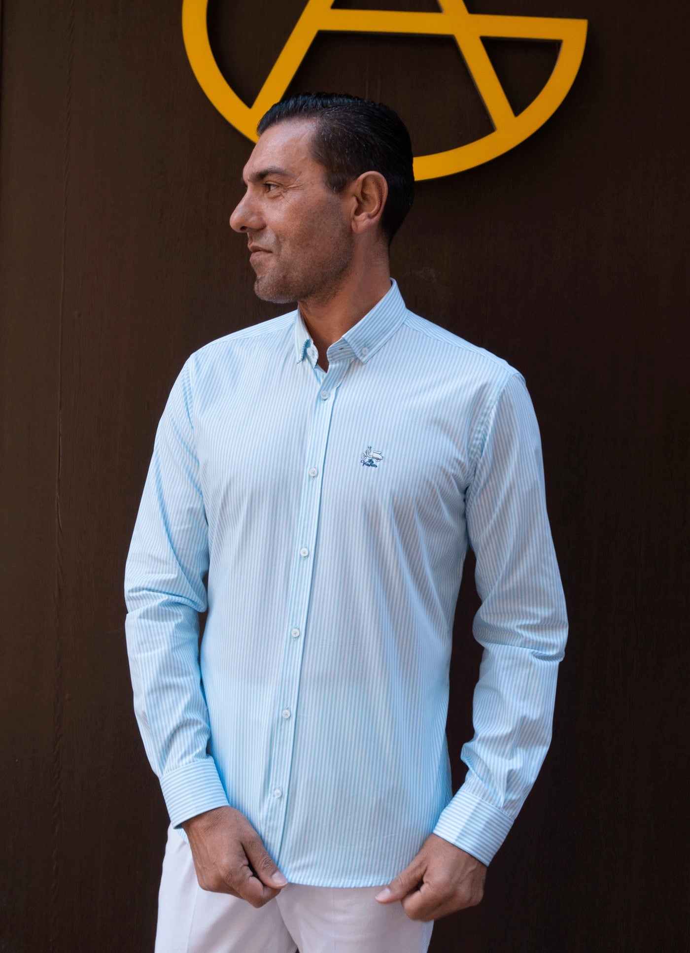 CAMISA RAYAS LA VESPITA TURQUESA