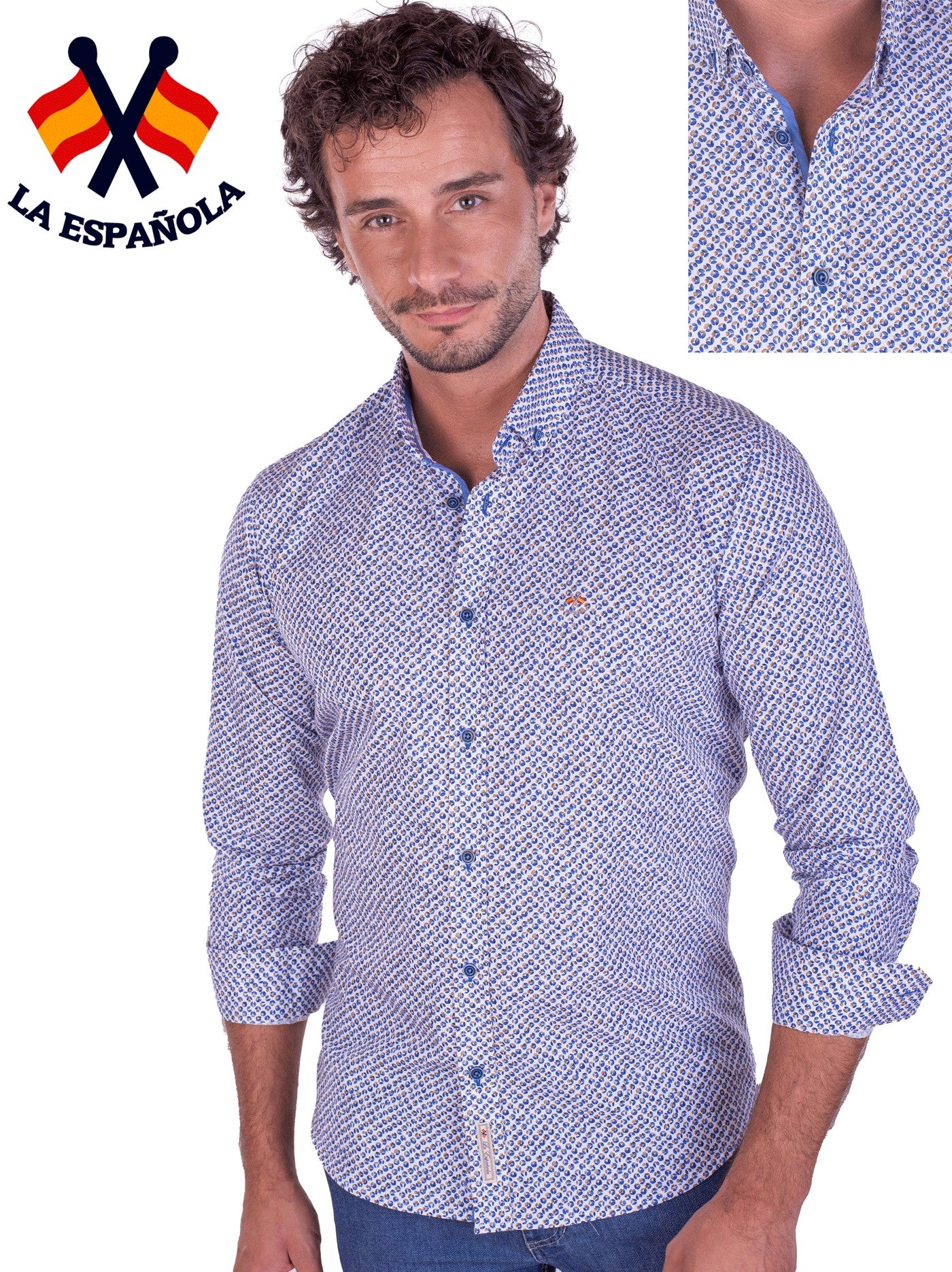CAMISA TULIPANES LA ESPAÑOLA AZUL