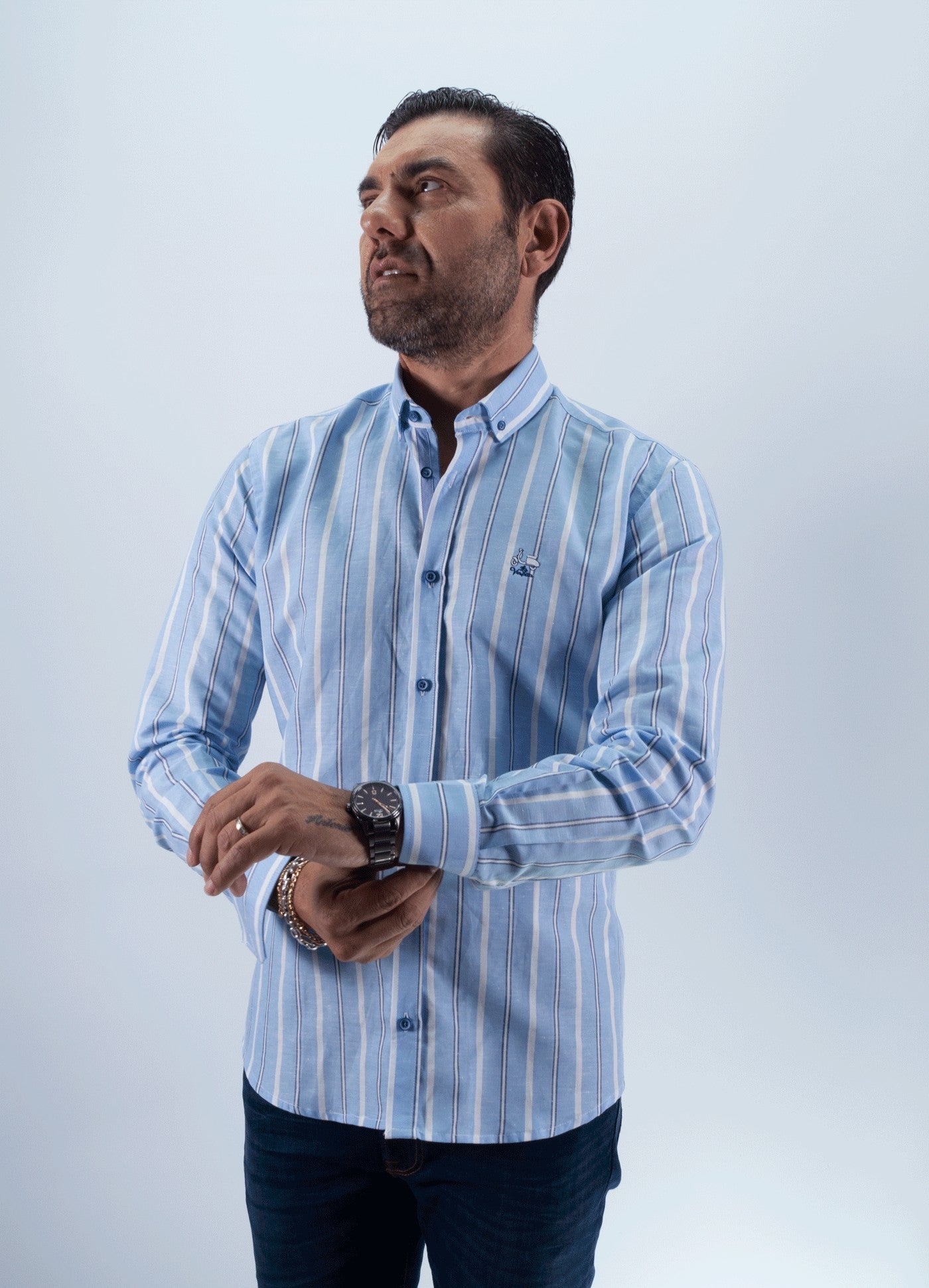 CAMISA RAYAS MOTRIL LA VESPITA CELESTE