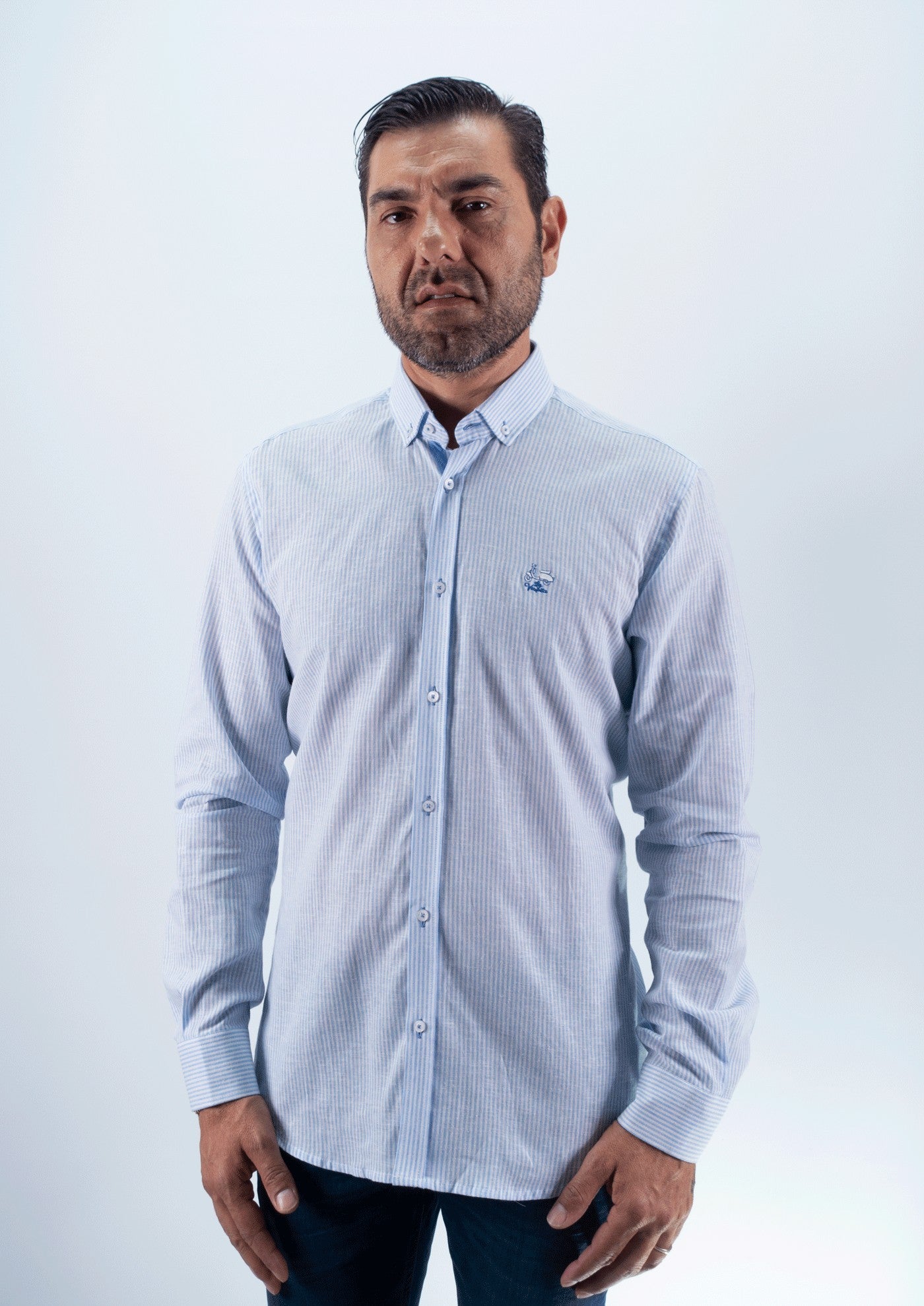 CAMISA RAYAS 13 LA VESPITA CELESTE