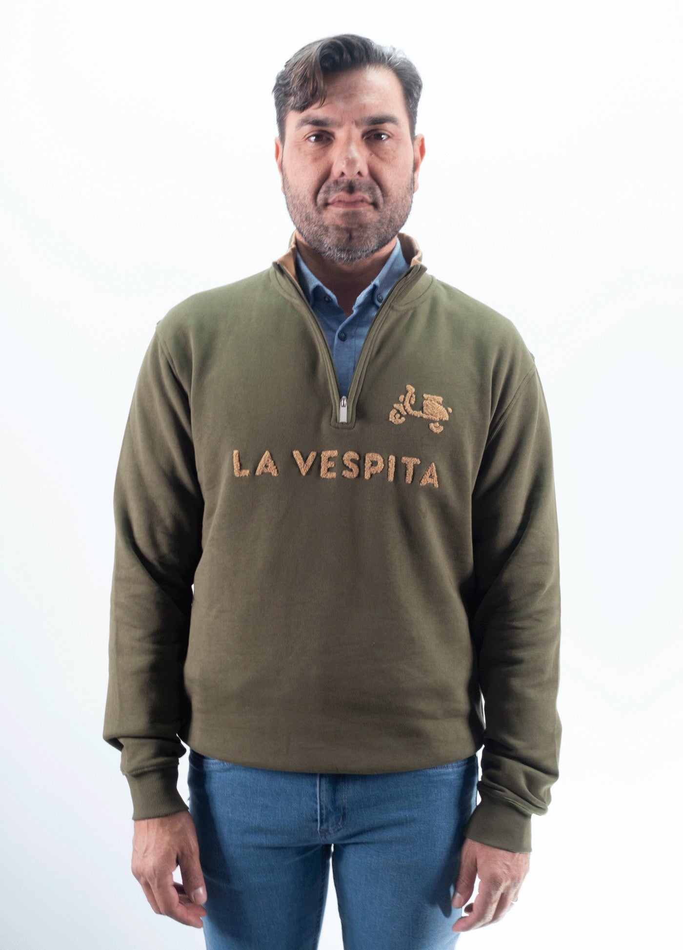 SUDADERA CREMALLERA LOGO LA VESPITA VERDE