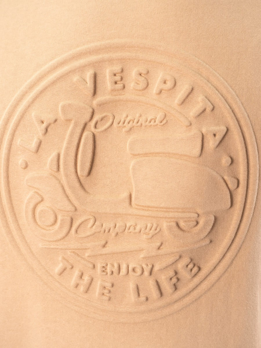 SUDUDADERA CUELLO CAJA GRABADO LA VESPITA CAMEL
