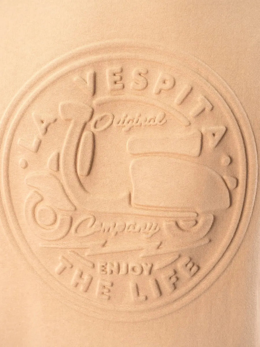 SUDUDADERA CUELLO CAJA GRABADO LA VESPITA CAMEL