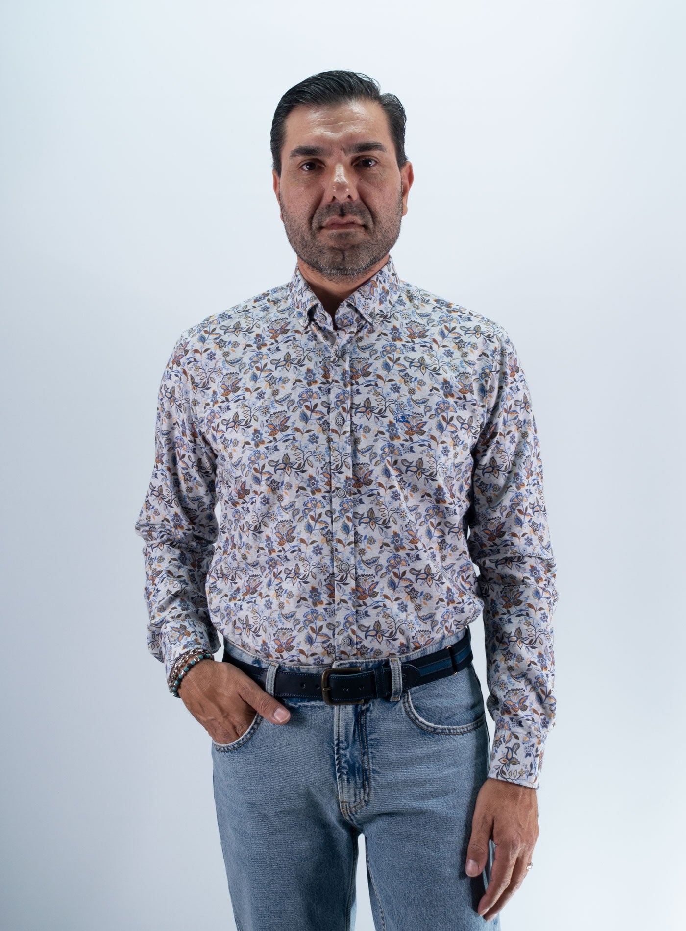 CAMISA PETUNIAS LA VESPITA GRIS