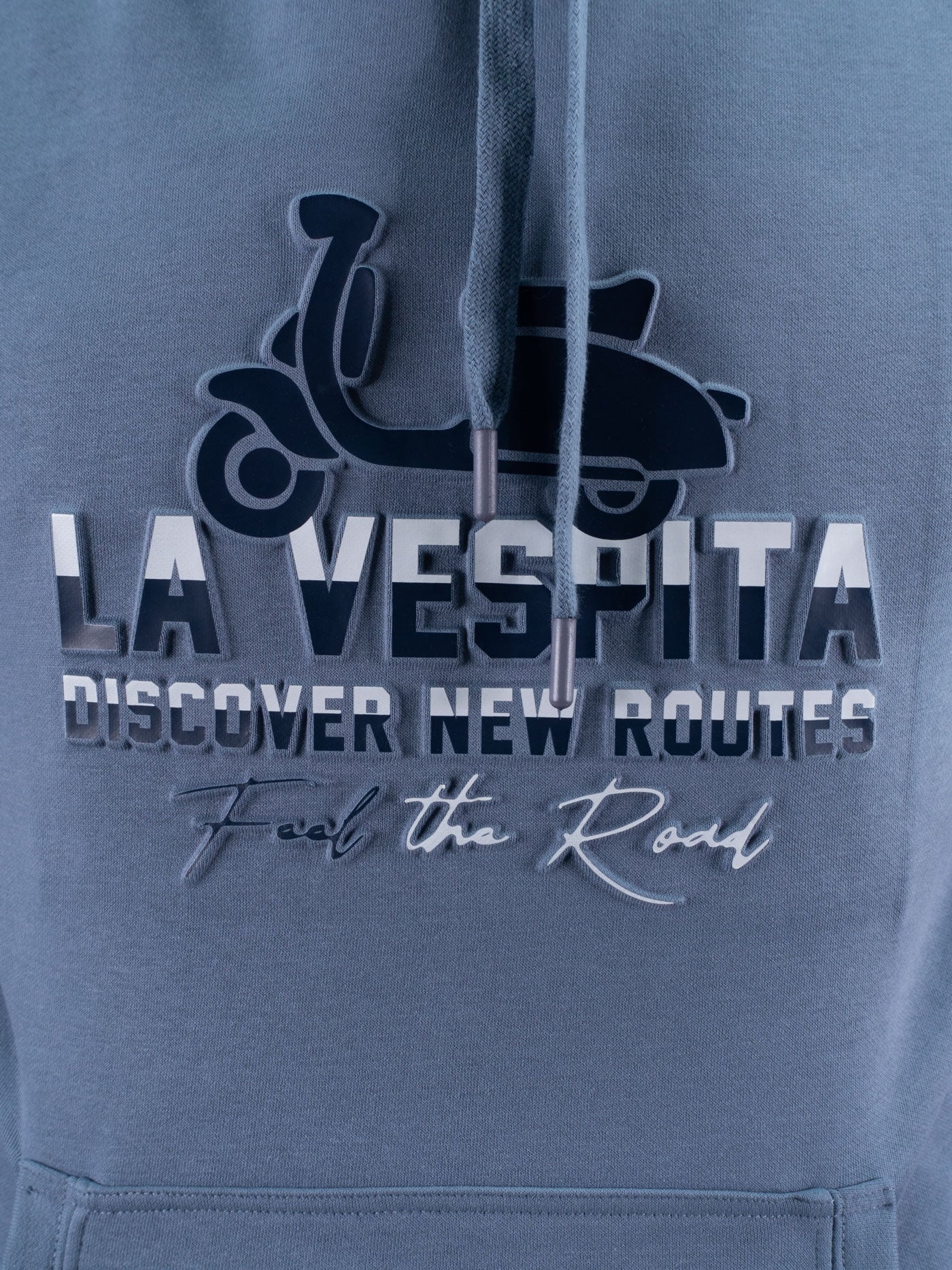 SUDADERA CAPUCHA GRABADO DISCOVER LA VESPITA CEMENTO
