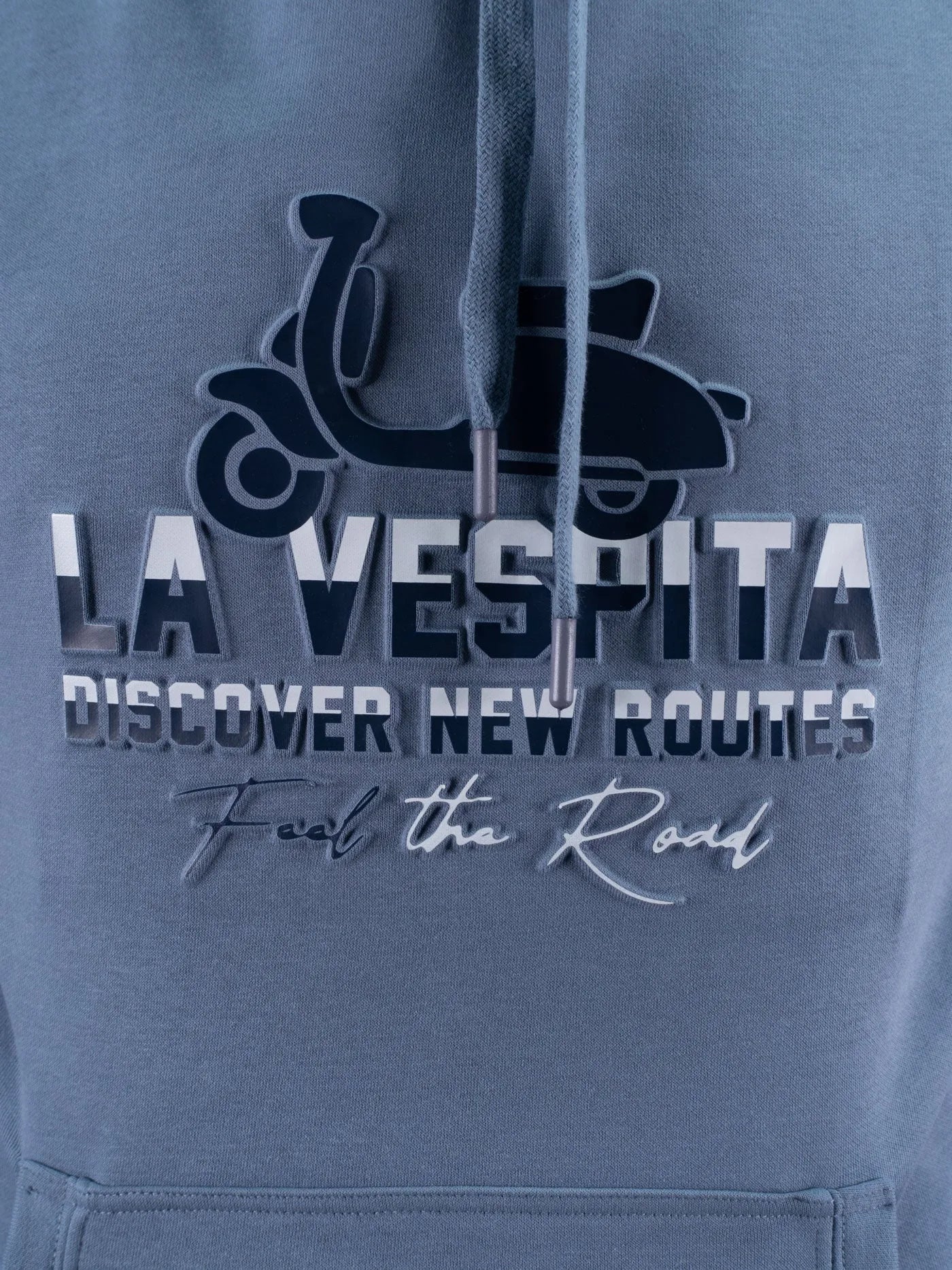 SUDADERA CAPUCHA GRABADO DISCOVER LA VESPITA CEMENTO