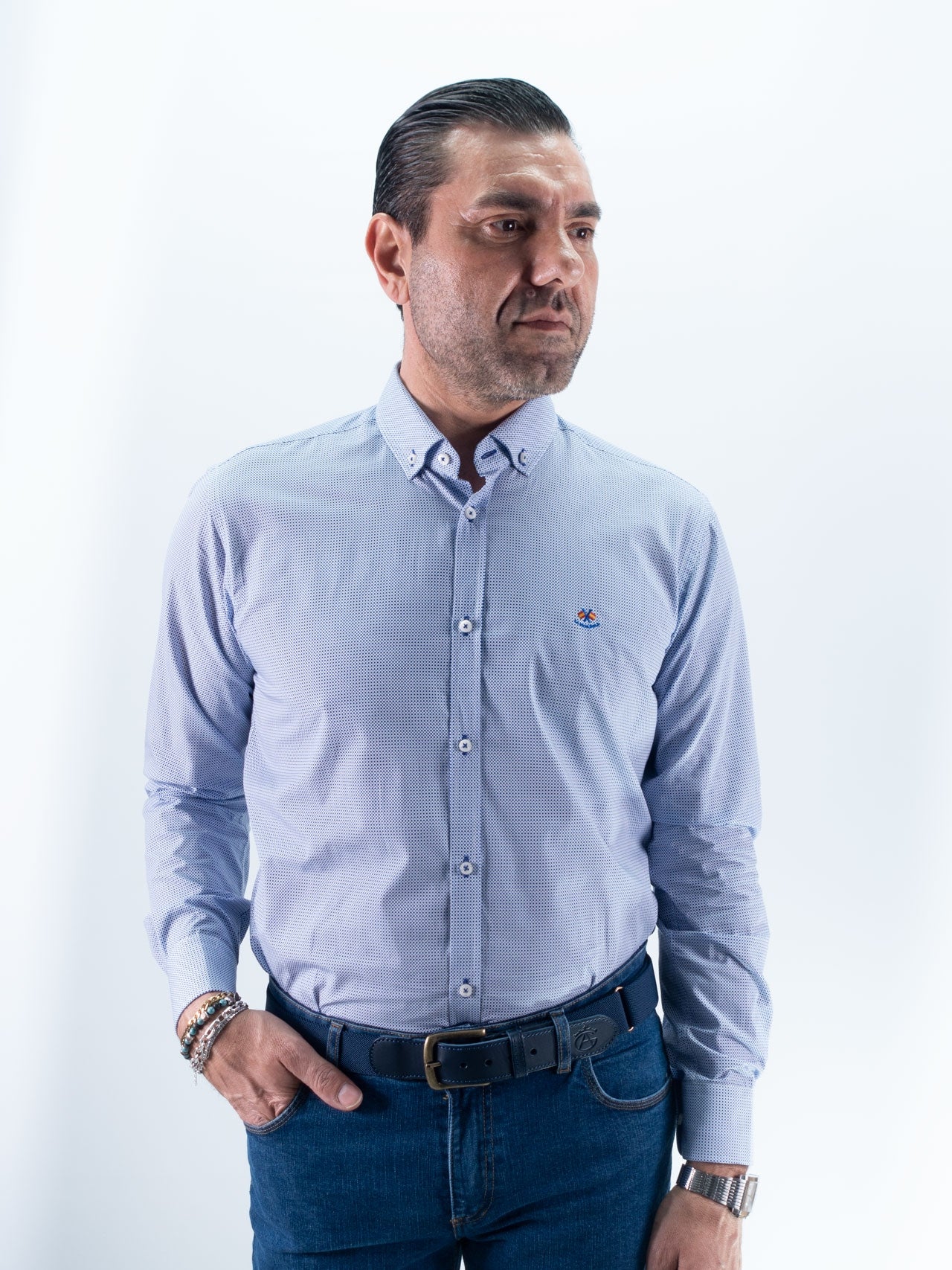 CAMISA PUNTITO LA ESPAÑOLA AZUL