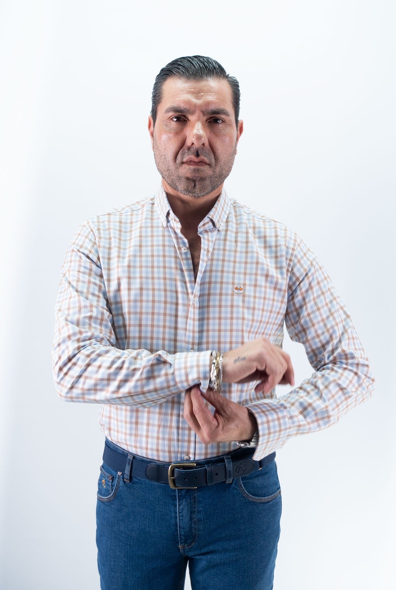 CAMISA CUADRO 40 LA ESPANOLA CELESTE