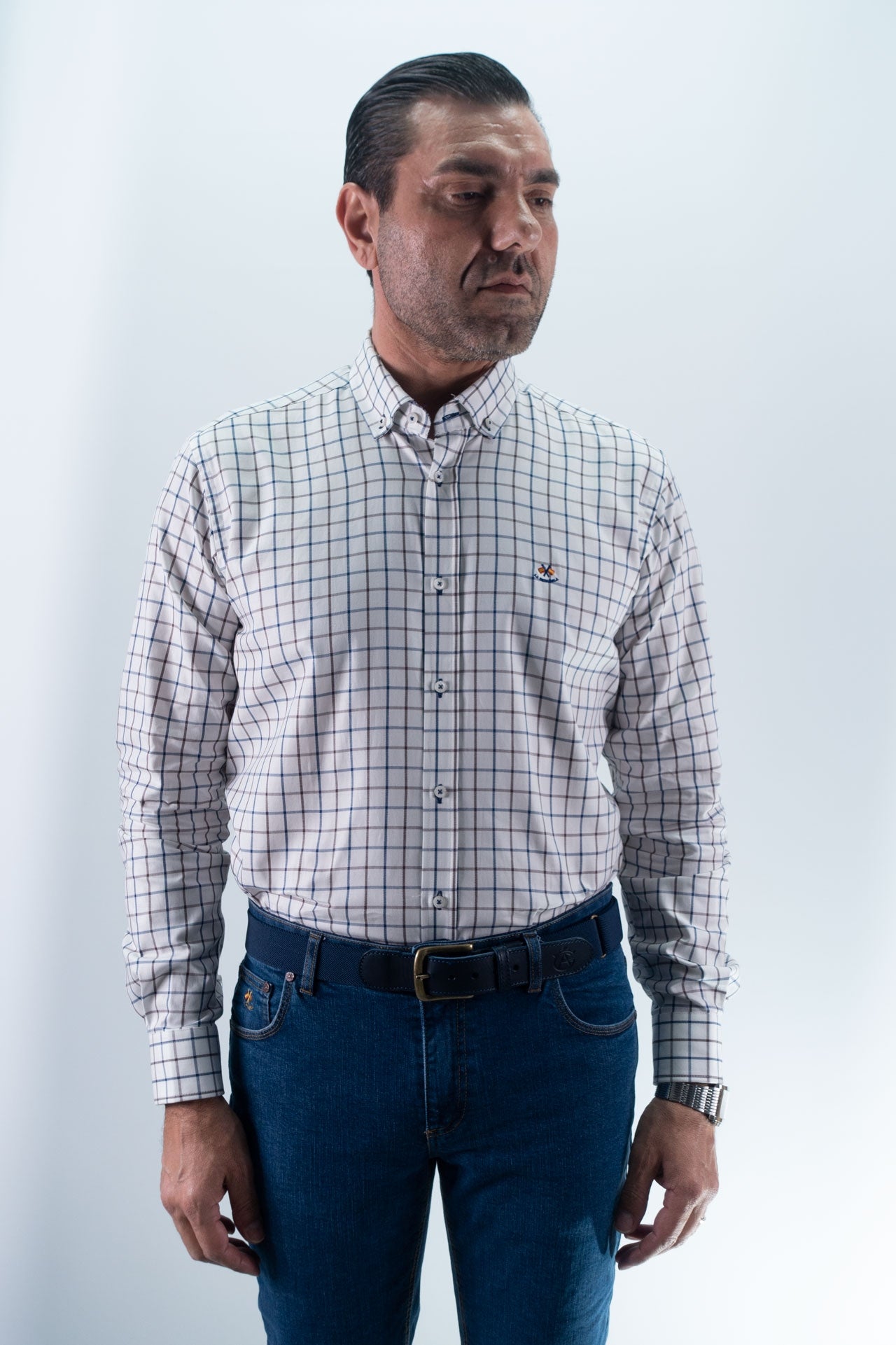CAMISA CUADRO 39 LA ESPANOLA MARINO