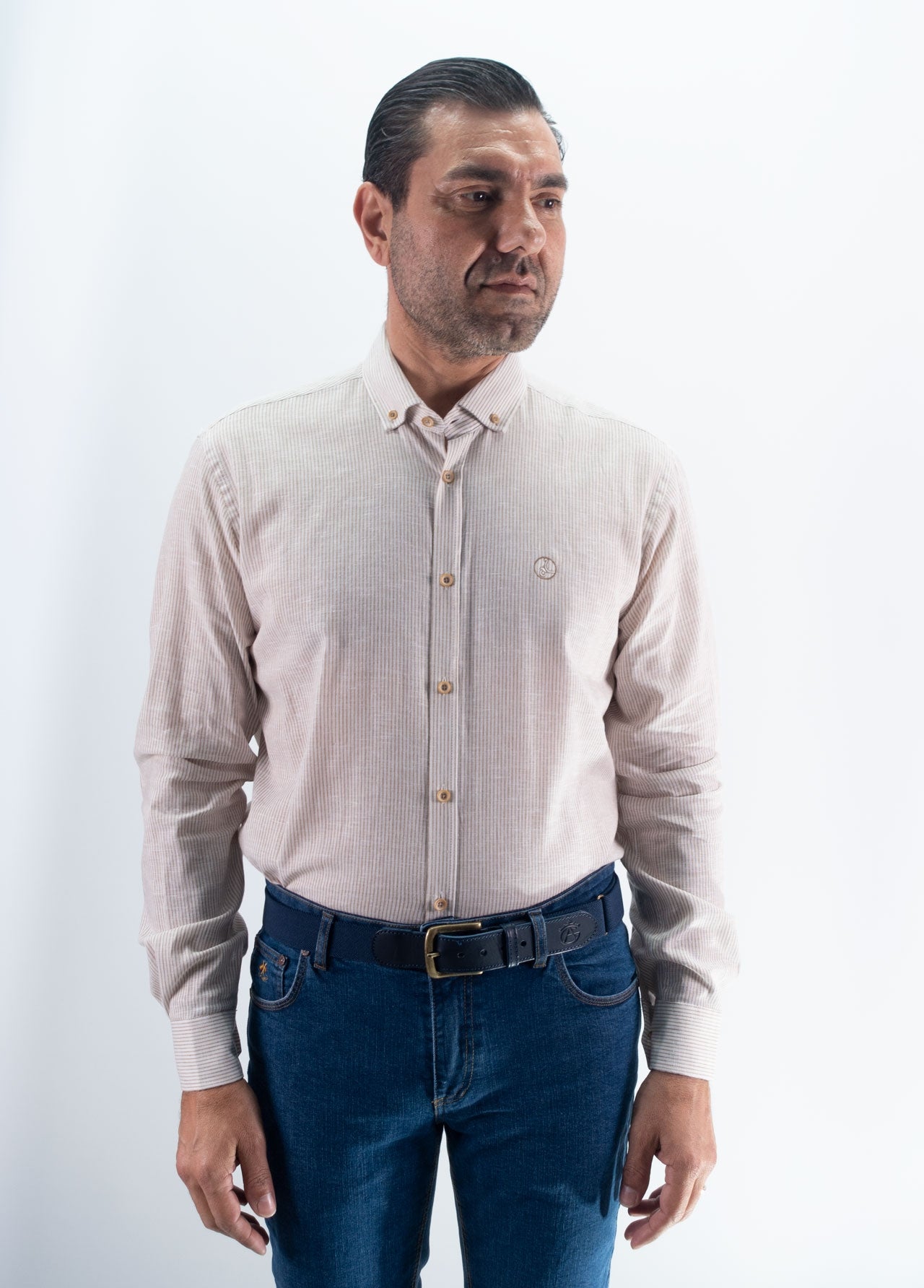 CAMISA RAYAS 26 LA VESPITA MARRON