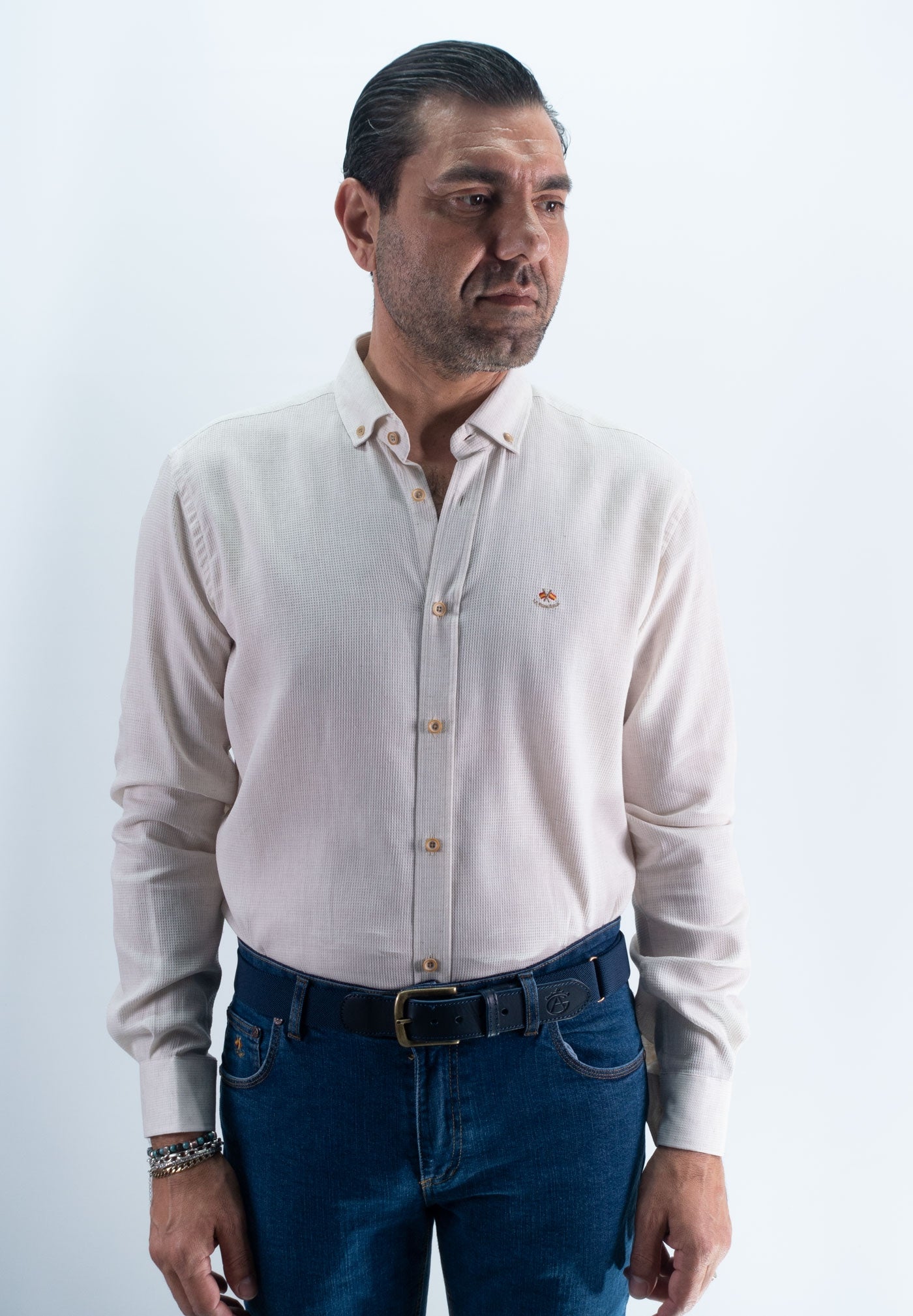 CAMISA ESTRUCTURA CUADRITO LA ESPAÑOLA BEIG