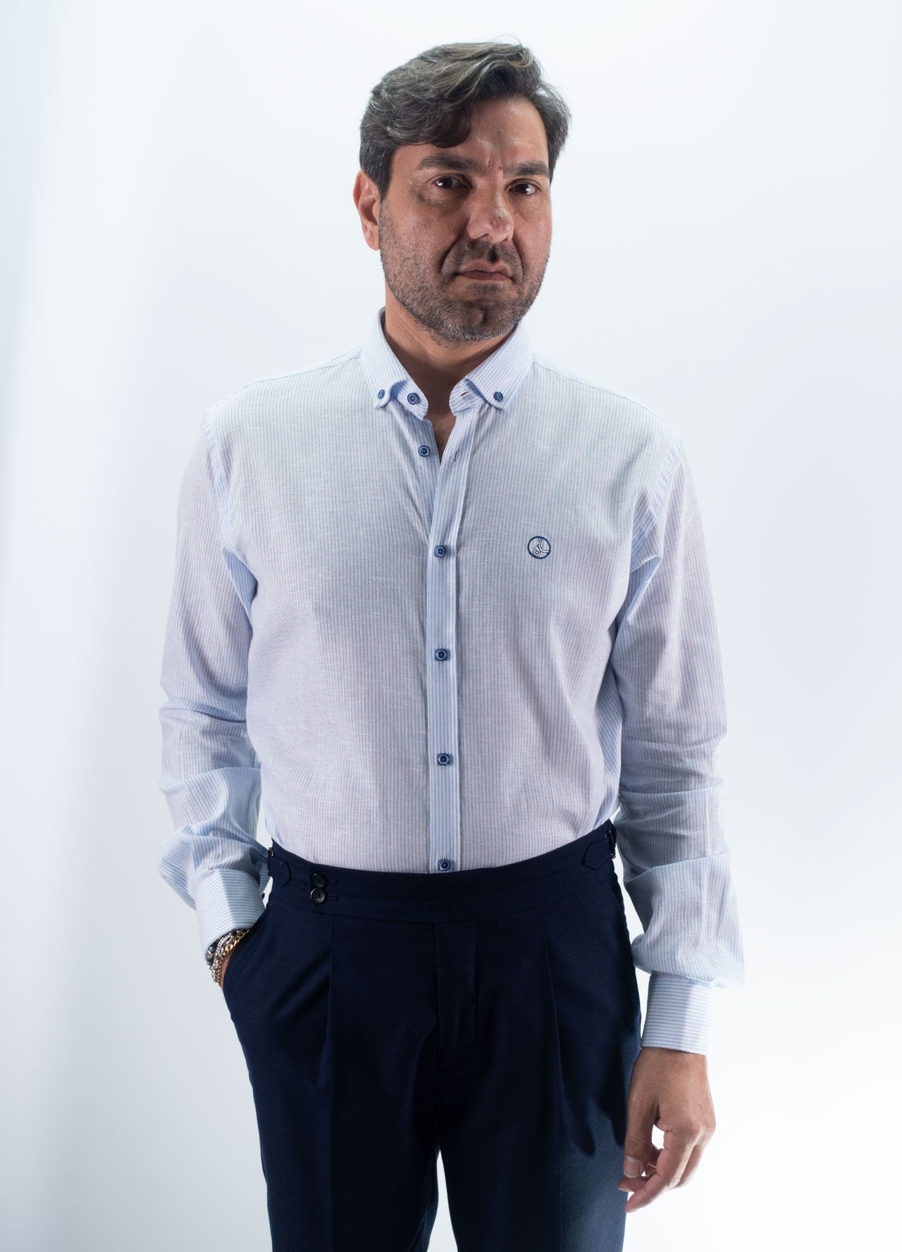 CAMISA RAYAS 26 LA VESPITA CELESTE