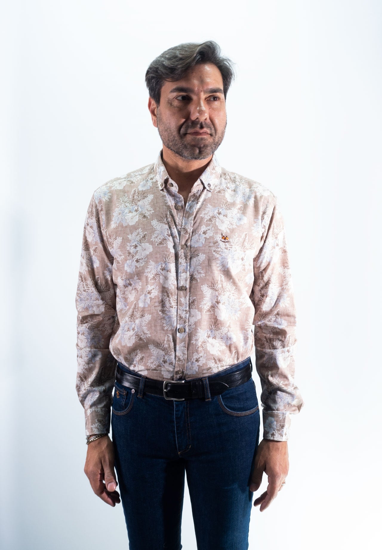 CAMISA FLORES LA ESPANOLA MARRON