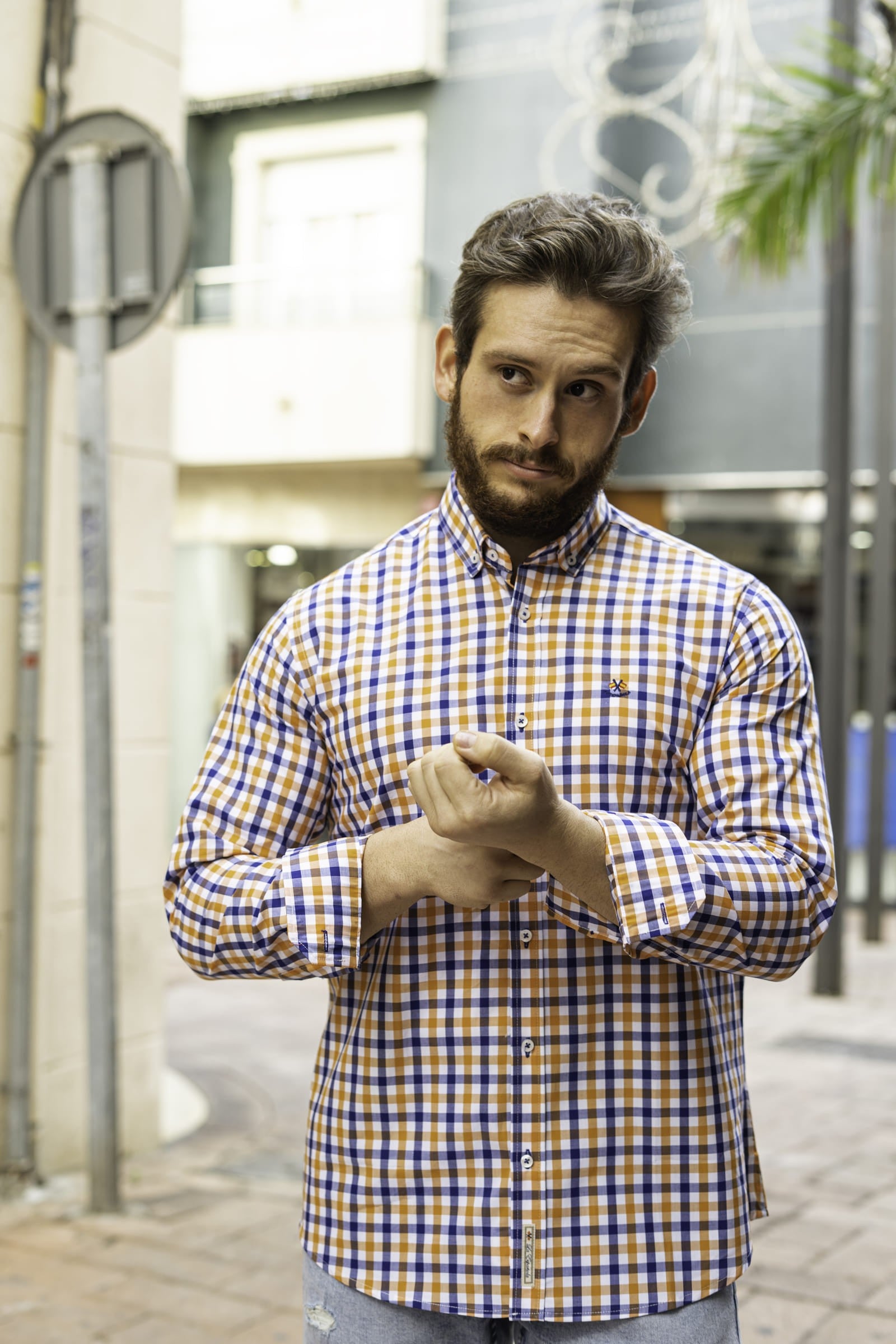 CAMISA CUADROS ME LA ESPAÑOLA NARANJA