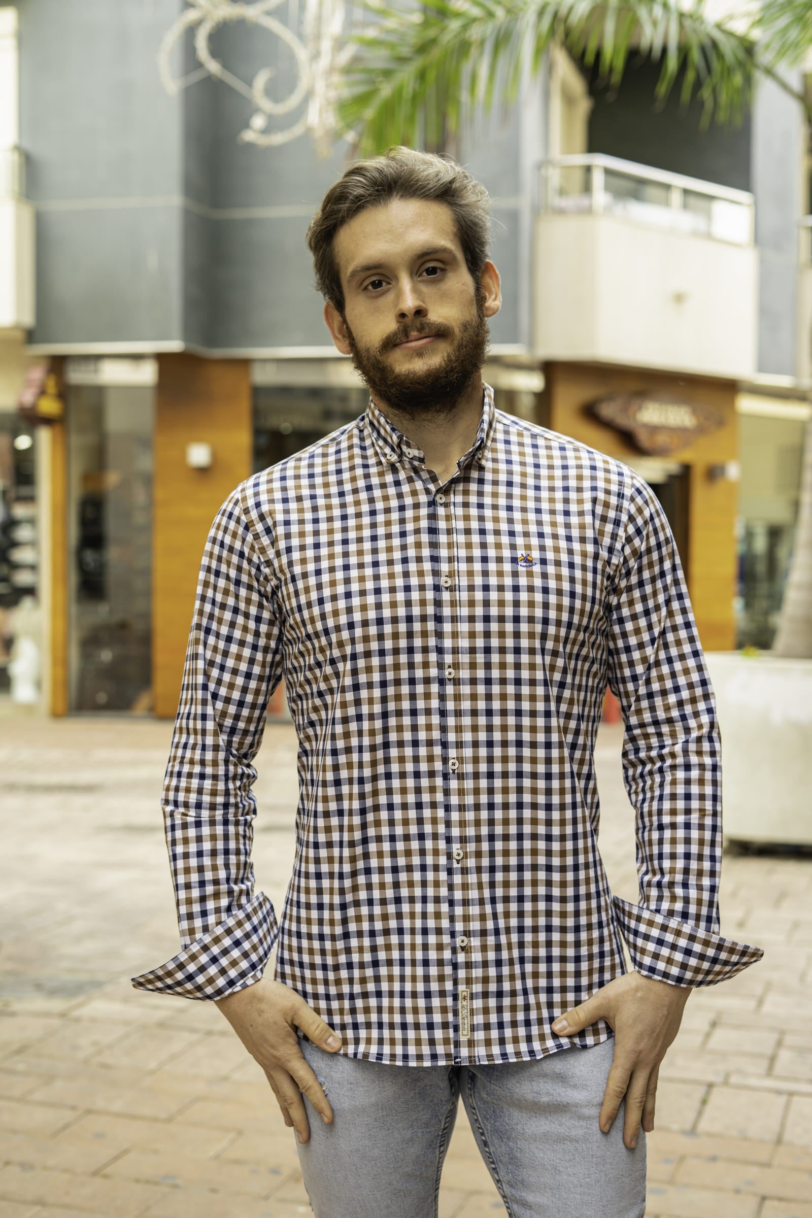 CAMISA CUADROS ME LA ESPANOLA MARRÓN