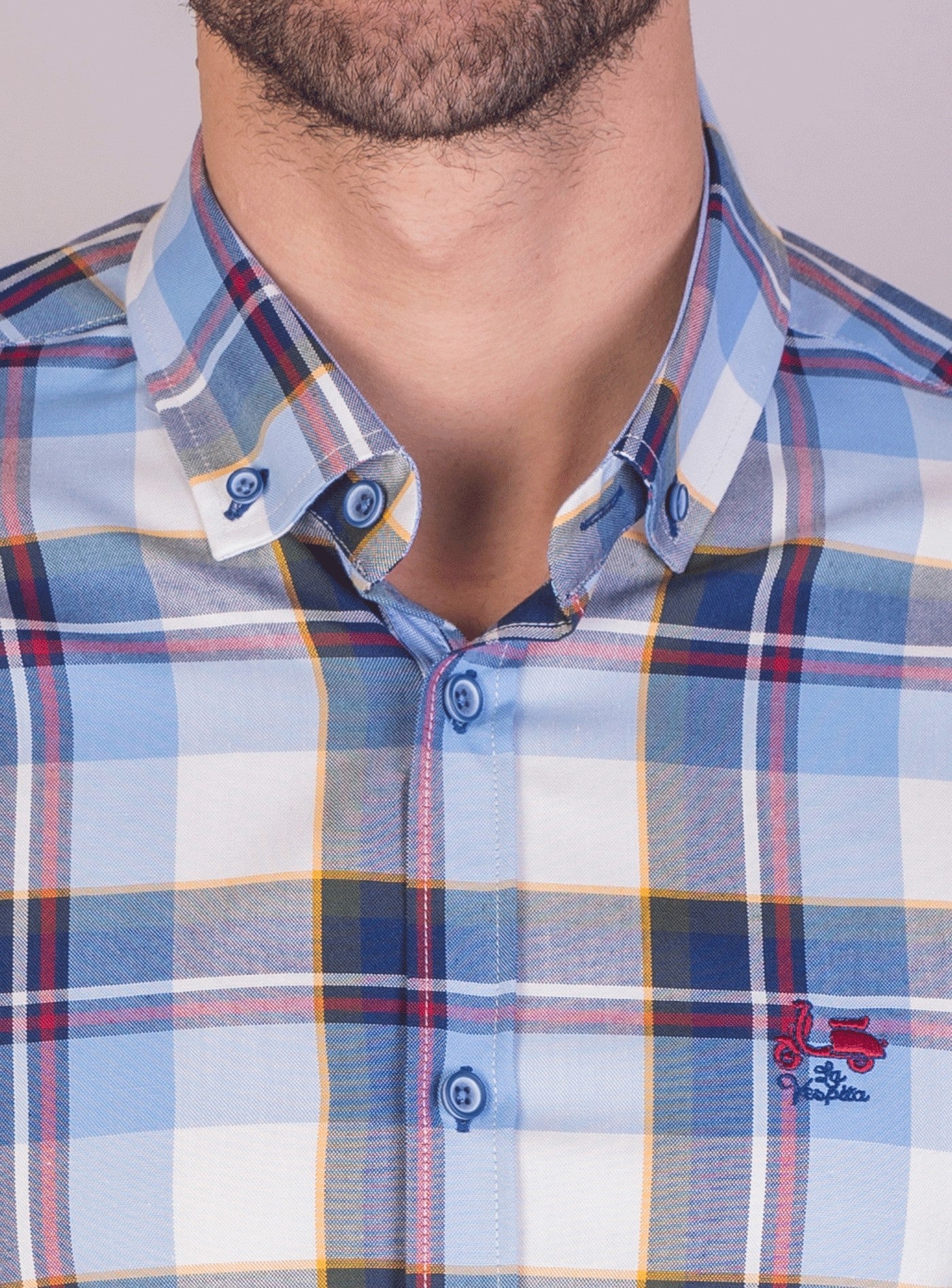 CAMISA CUADRO 97 LA VESPITA CELESTE