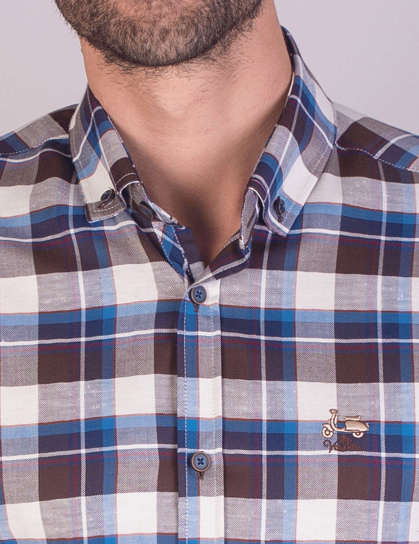 CAMISA CUADRO 91 LA VESPITA MARRÓN