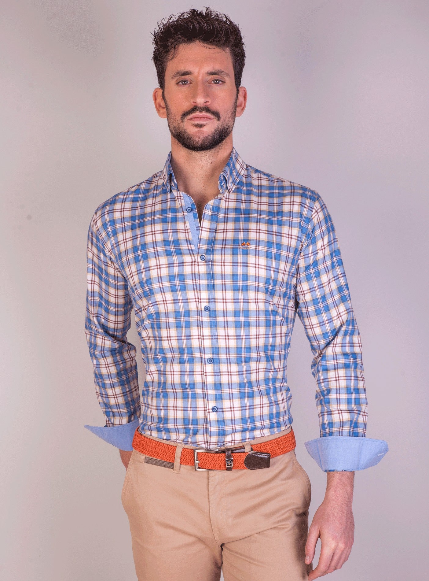 CAMISA CUADRO 21 LA ESPAÑOLA CELESTE