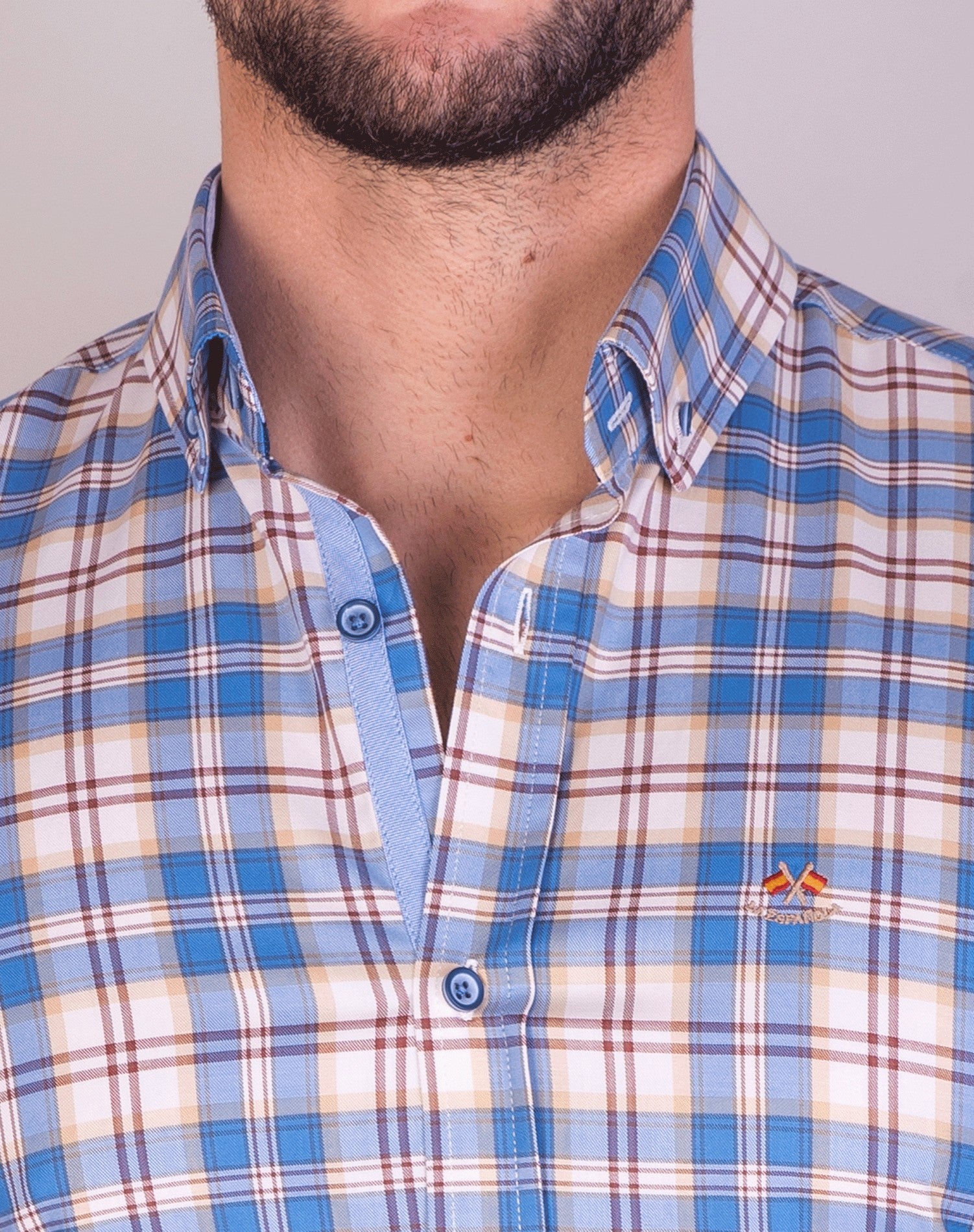 CAMISA CUADRO 21 LA ESPAÑOLA CELESTE