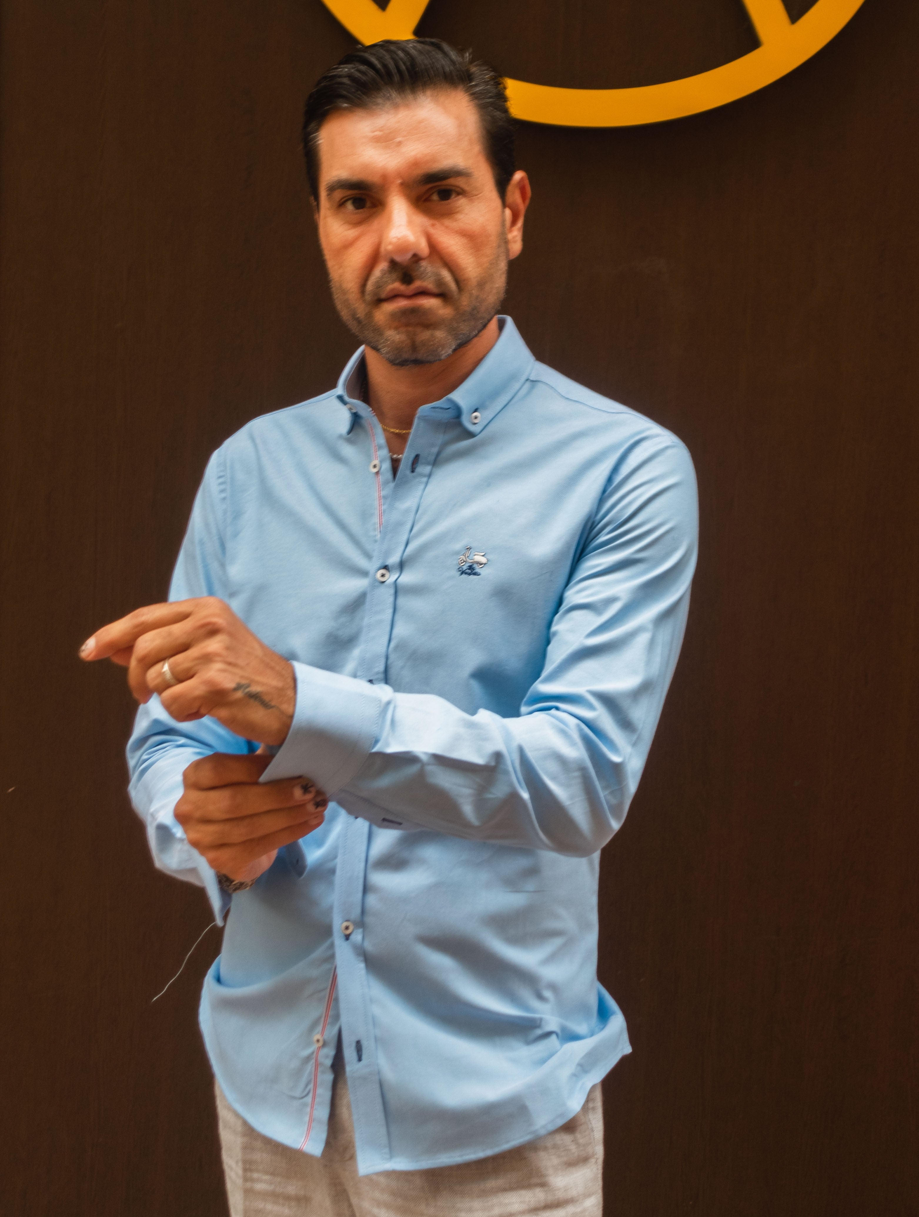 CAMISA OXFORD LISTAS LA VESPITA CELESTE