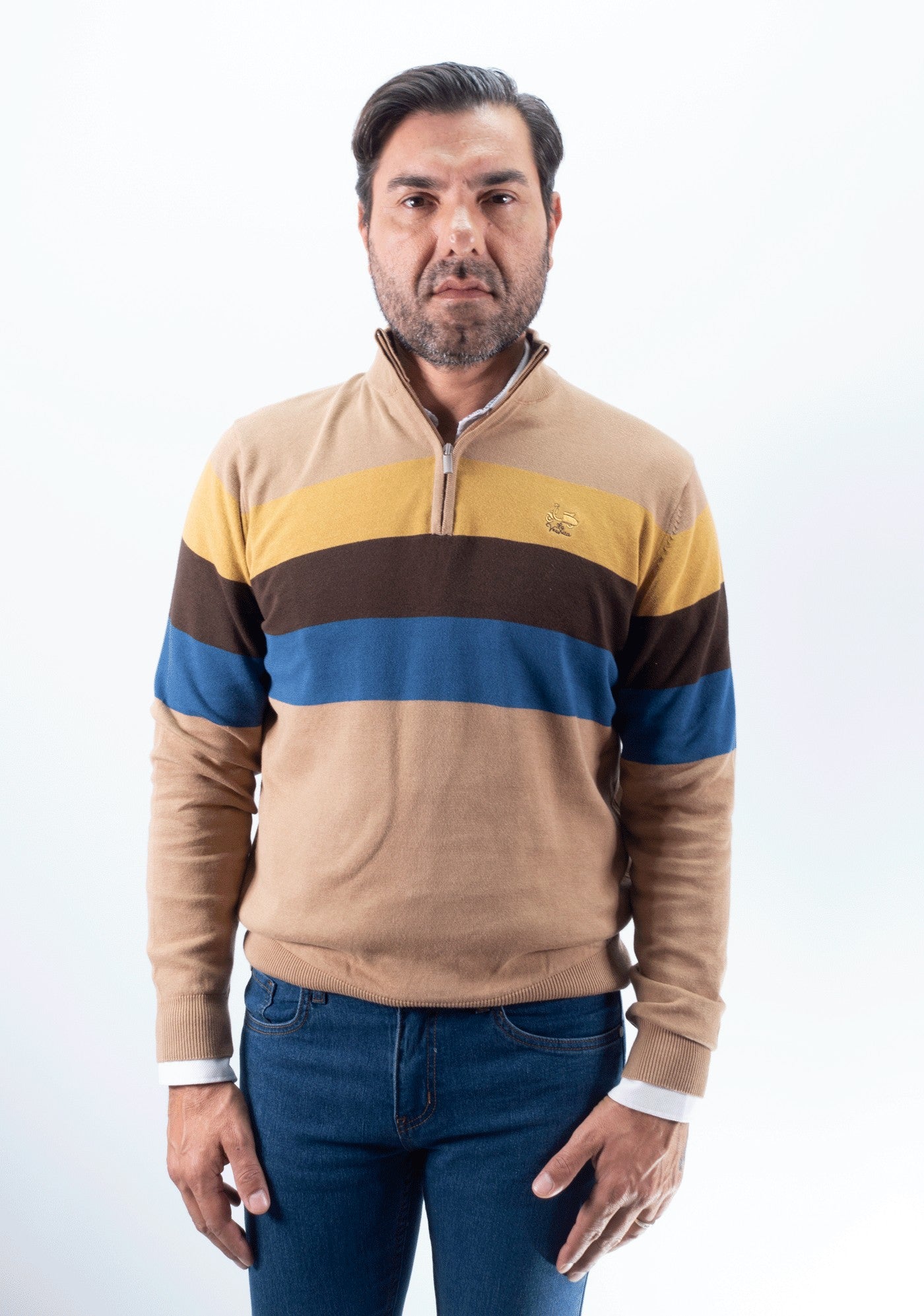 JERSEY CREMALLERA RAYAS LA VESPITA CAMEL