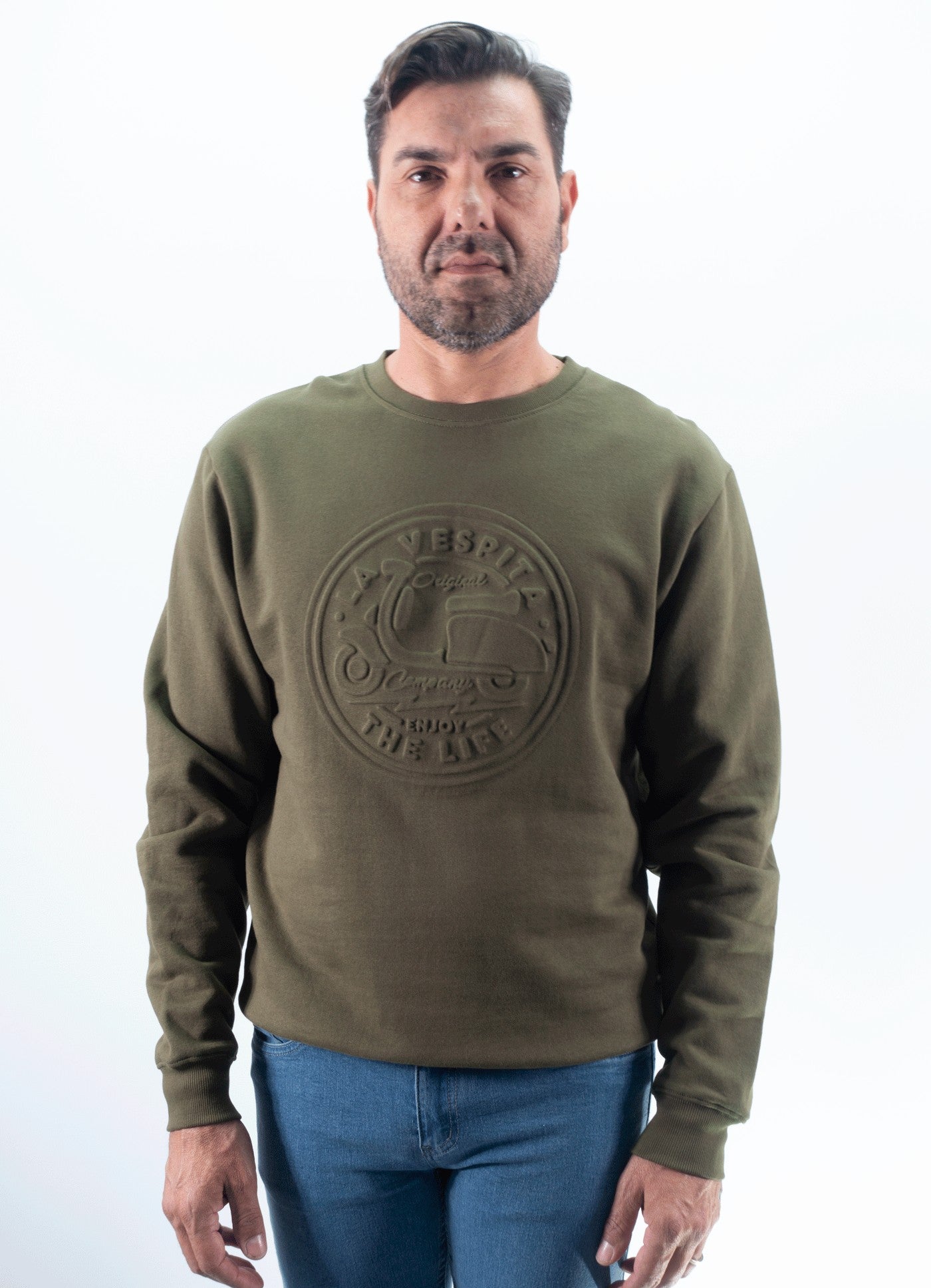 SUDUDADERA CUELLO CAJA GRABADO LA VESPITA VERDE