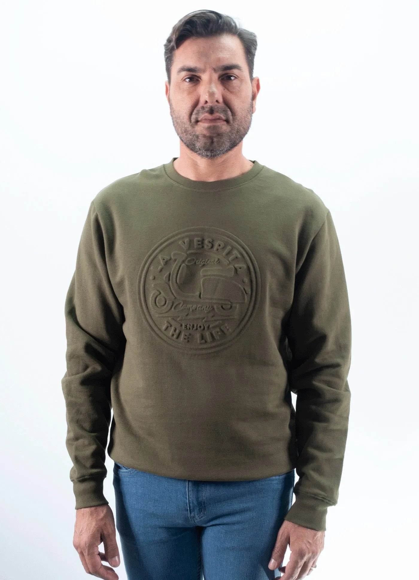 SUDUDADERA CUELLO CAJA GRABADO LA VESPITA VERDE