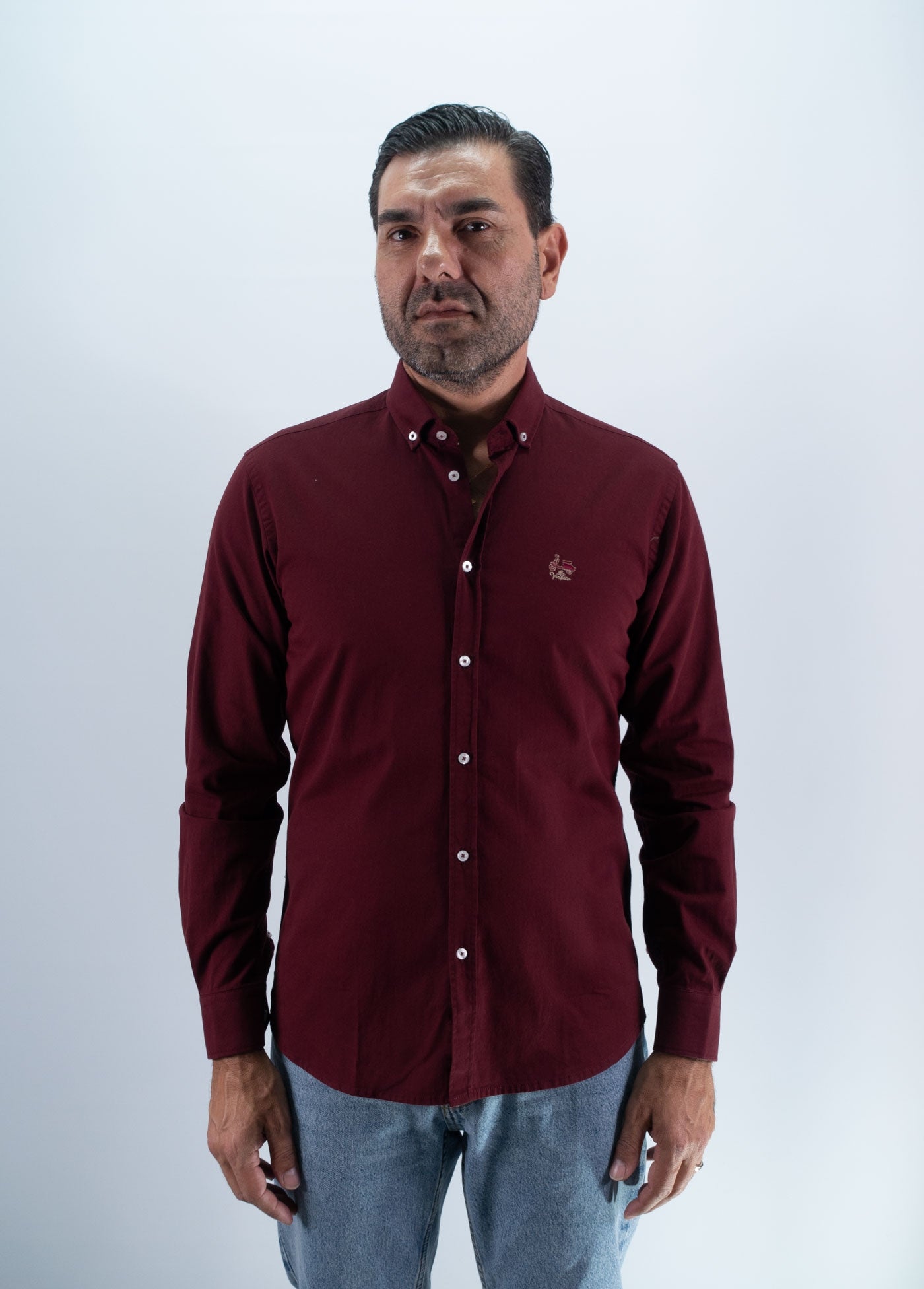 CAMISA LOGO PESPUNTE LA VESPITA BURDEOS
