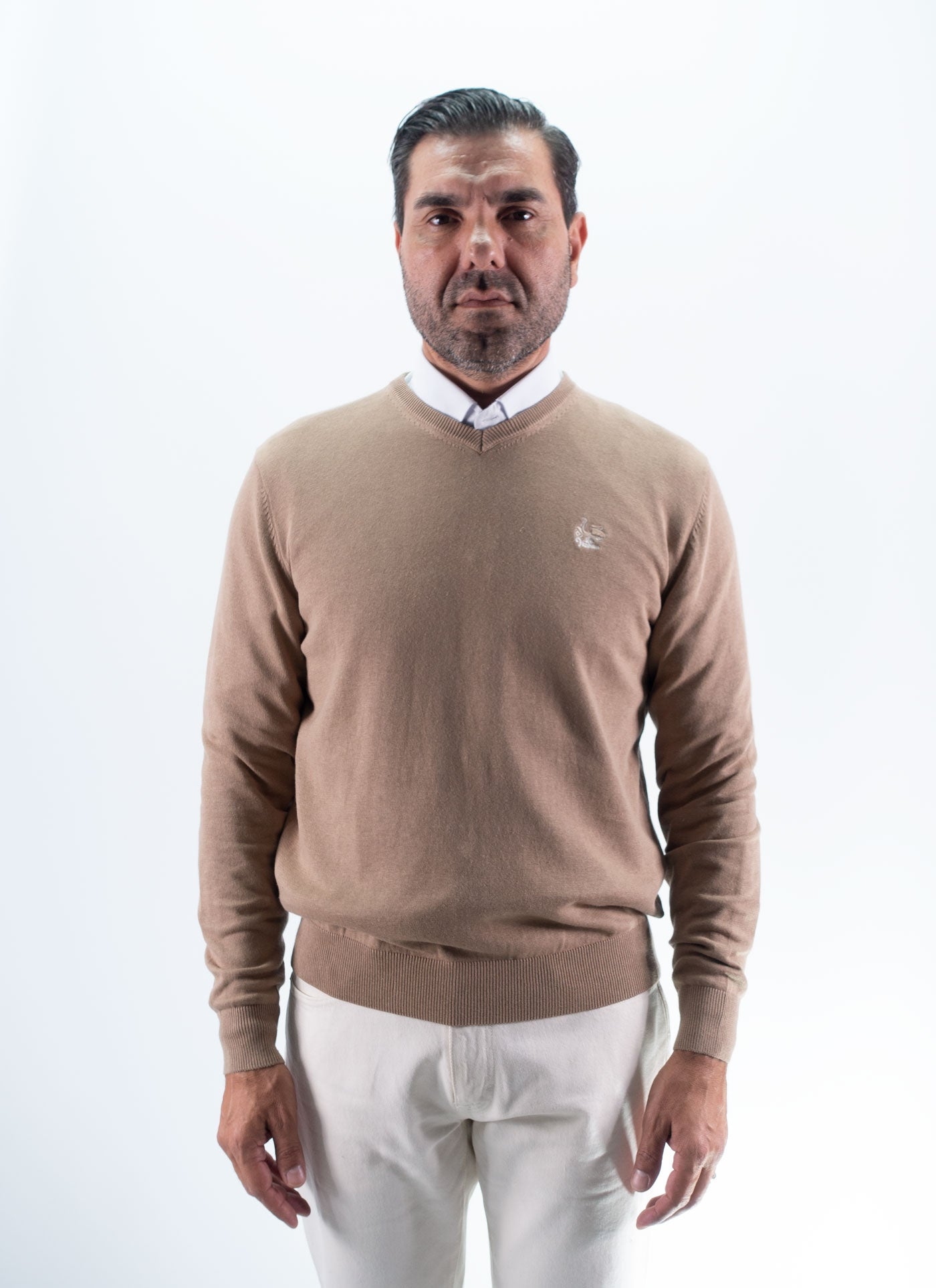 JERSEY CUELLO PICO LA VESPITA CAMEL