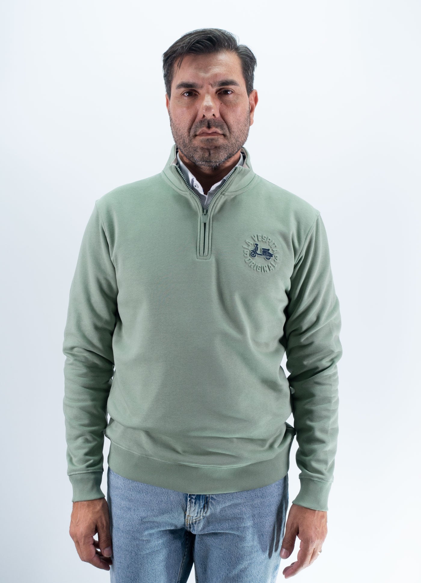 SUDADERA CREMALLERA GRABADO LA VESPITA VERDE