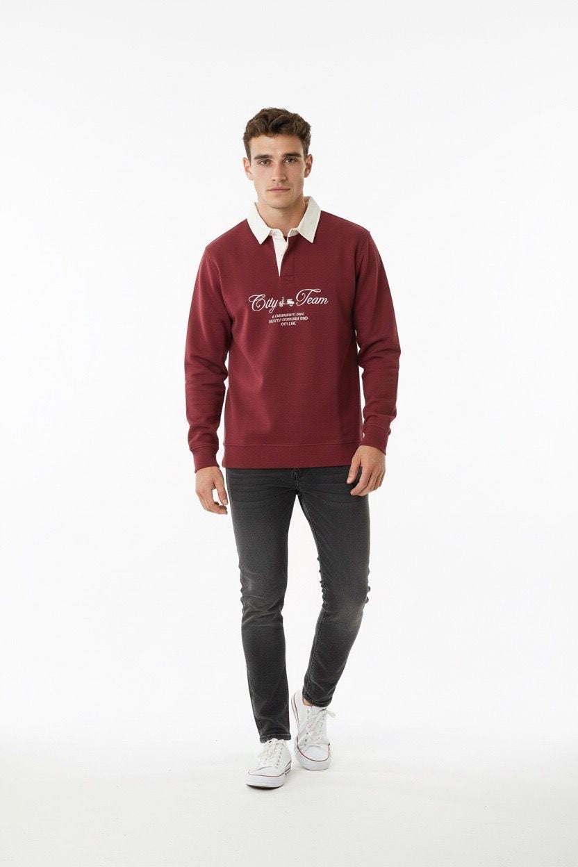SUDADERA CUELLO CITY LA VESPITA BURDEOS
