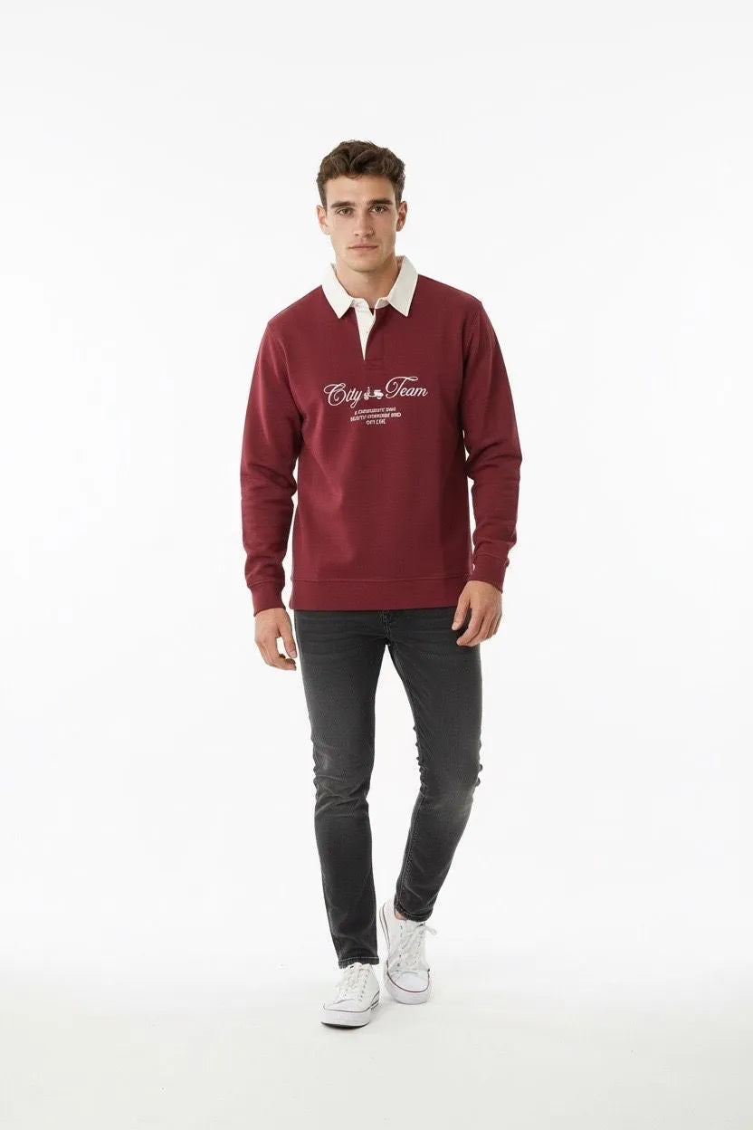 SUDADERA CUELLO CITY LA VESPITA BURDEOS