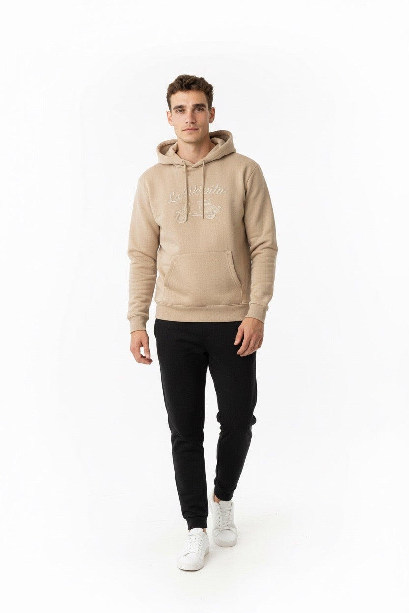 SUDADERA LOGO PESPUNTE LA VESPITA BEIG