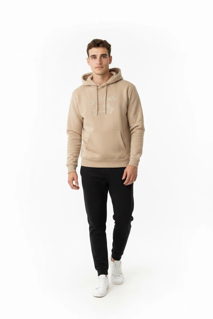 SUDADERA LOGO PESPUNTE LA VESPITA BEIG